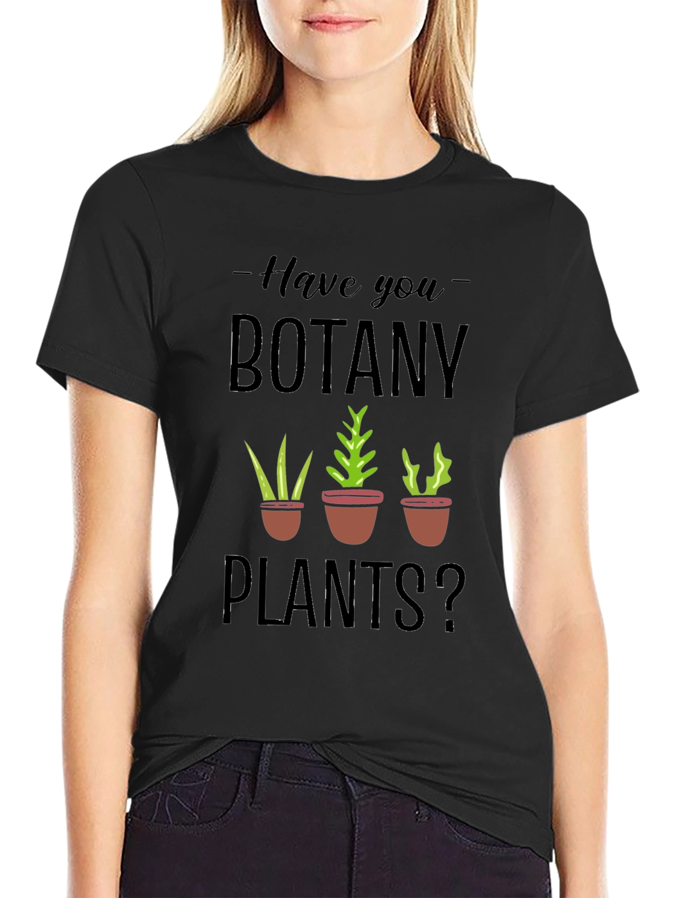 Botany Plants Graphic Tee - Black Cotton T-Shirt
