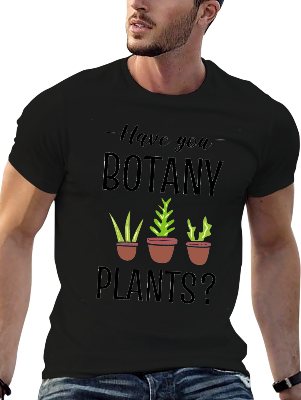 Botany Plants Graphic Tee - Black Cotton T-Shirt