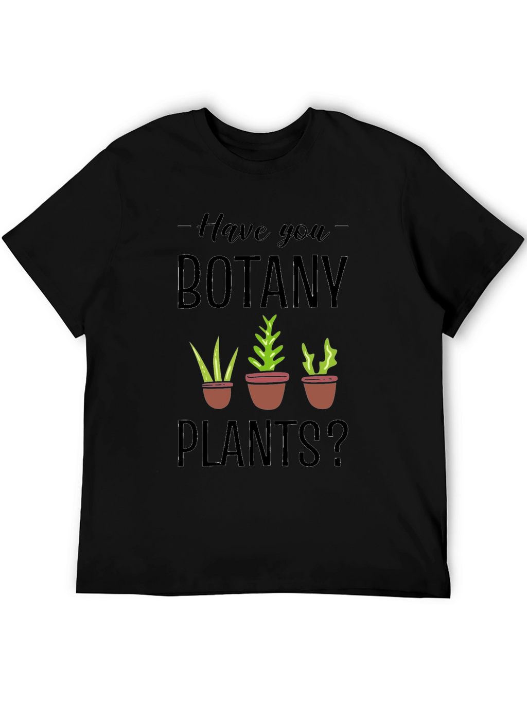 Botany Plants Graphic Tee - Black Cotton T-Shirt