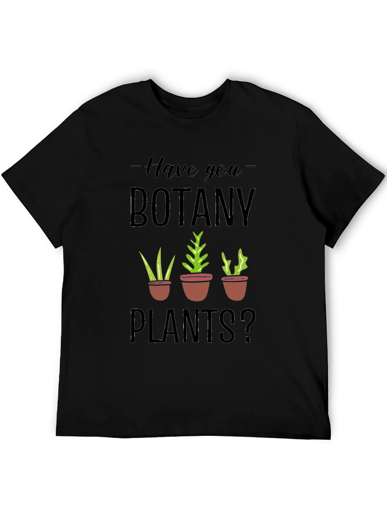 Botany Plants Graphic Tee - Black Cotton T-Shirt