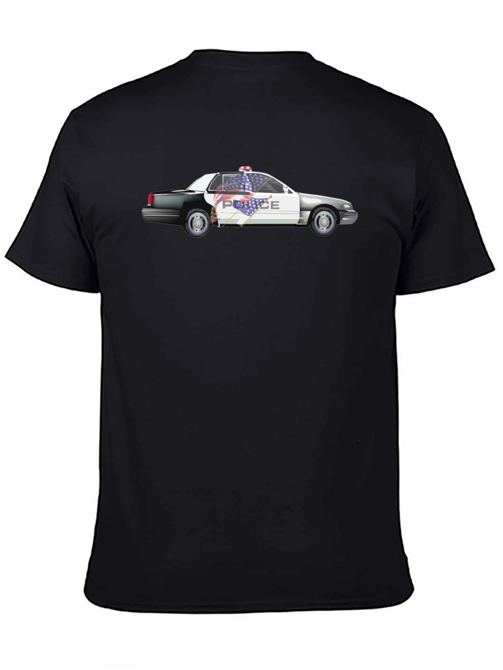 Police Car Graphic Black T-Shirt