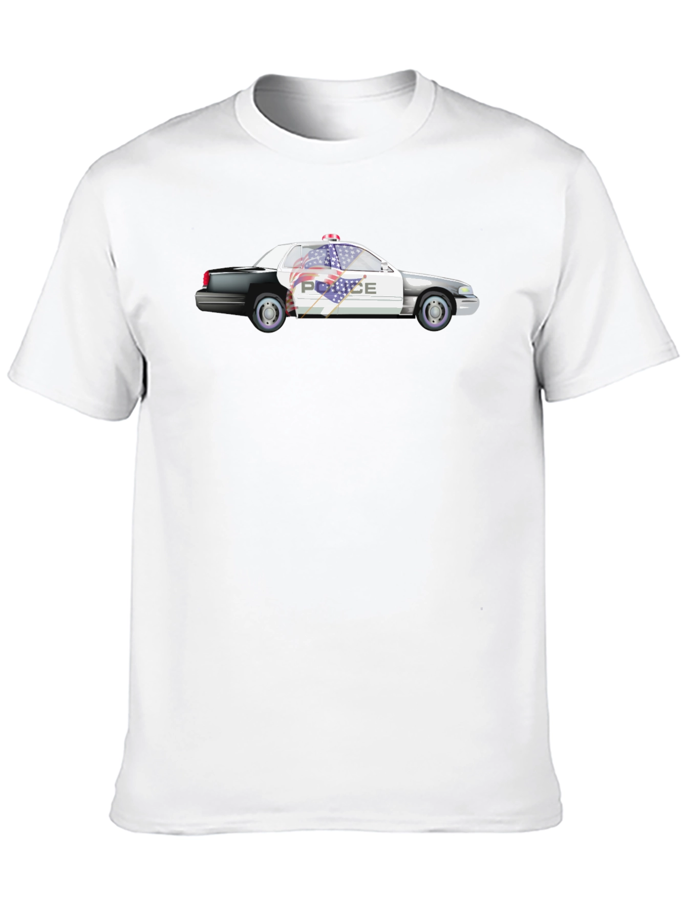 Police Car Graphic Black T-Shirt