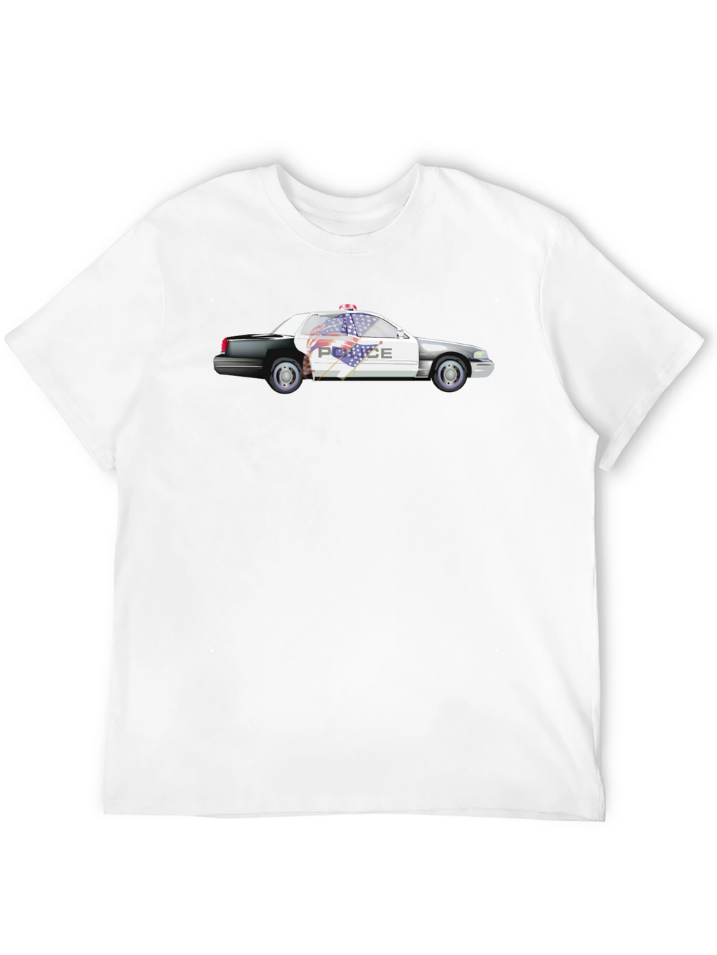 Police Car Graphic Black T-Shirt