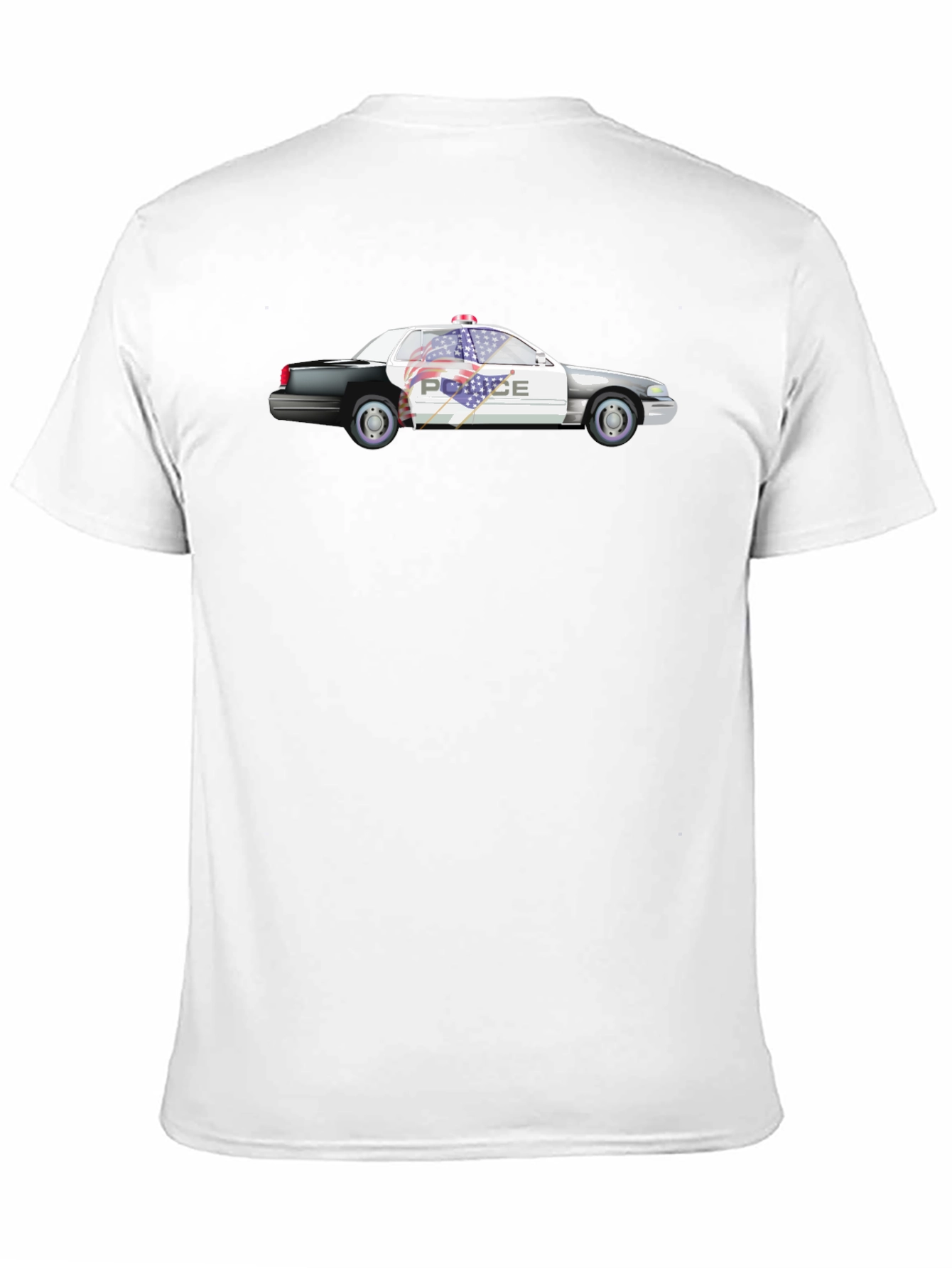 Police Car Graphic Black T-Shirt