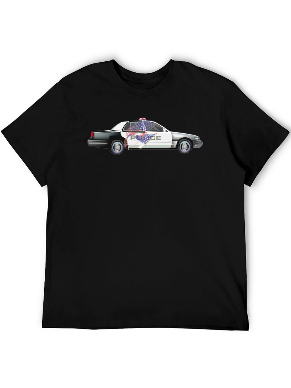 Police Car Graphic Black T-Shirt