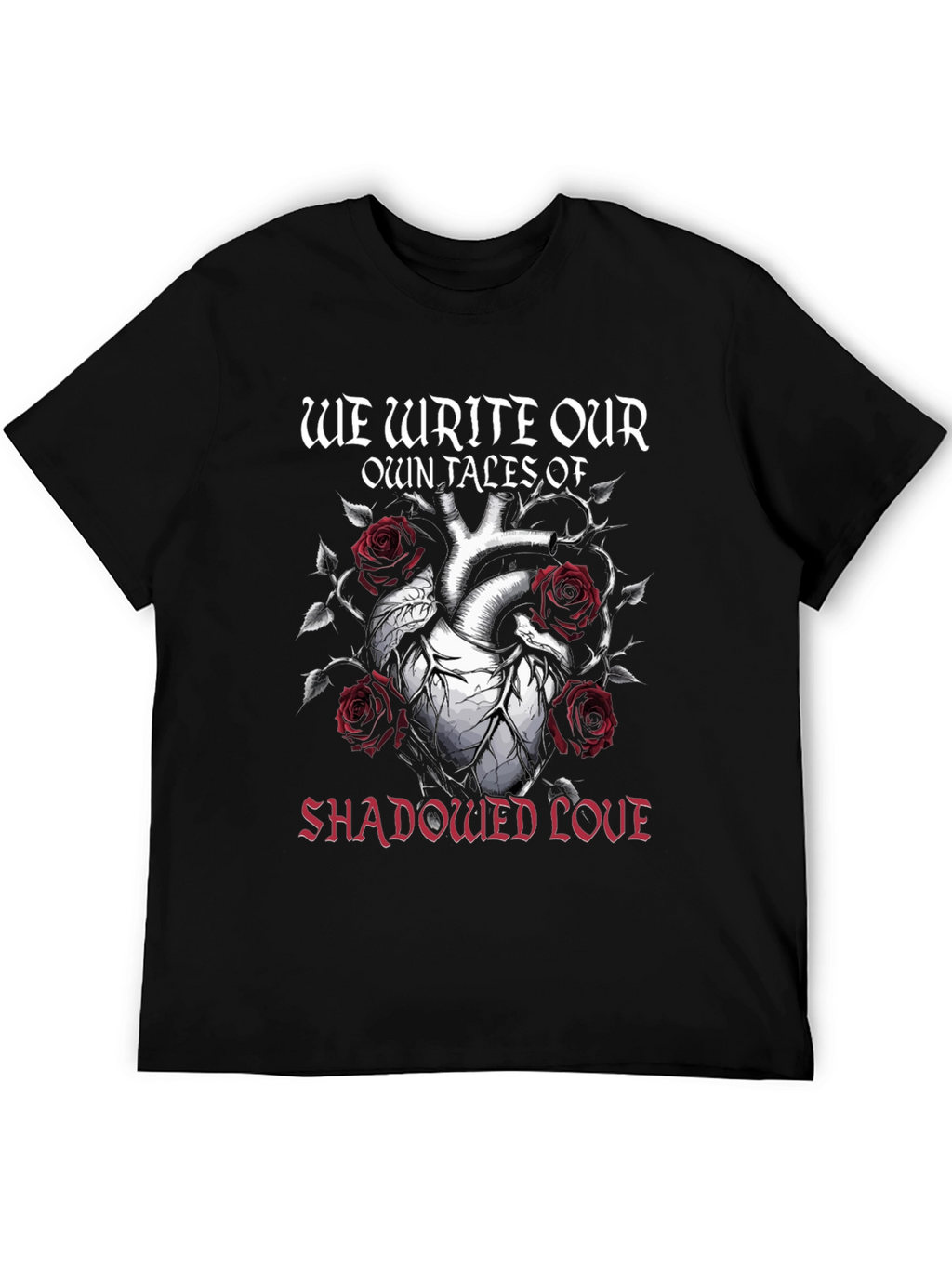 Gothic Shadowed Love Heart Rose T-Shirt