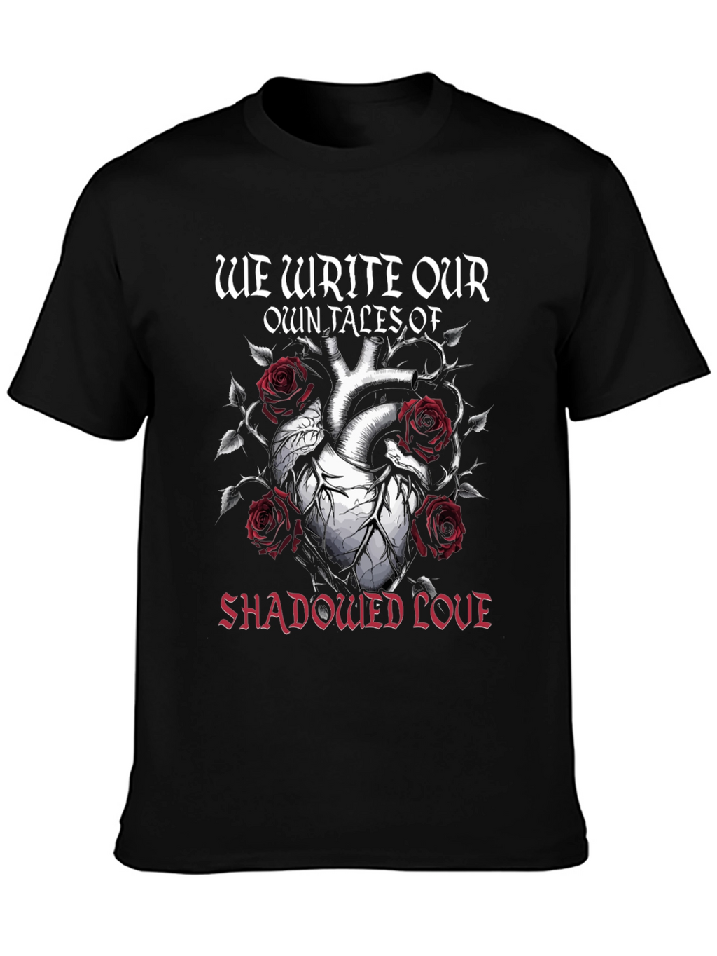 Gothic Shadowed Love Heart Rose T-Shirt