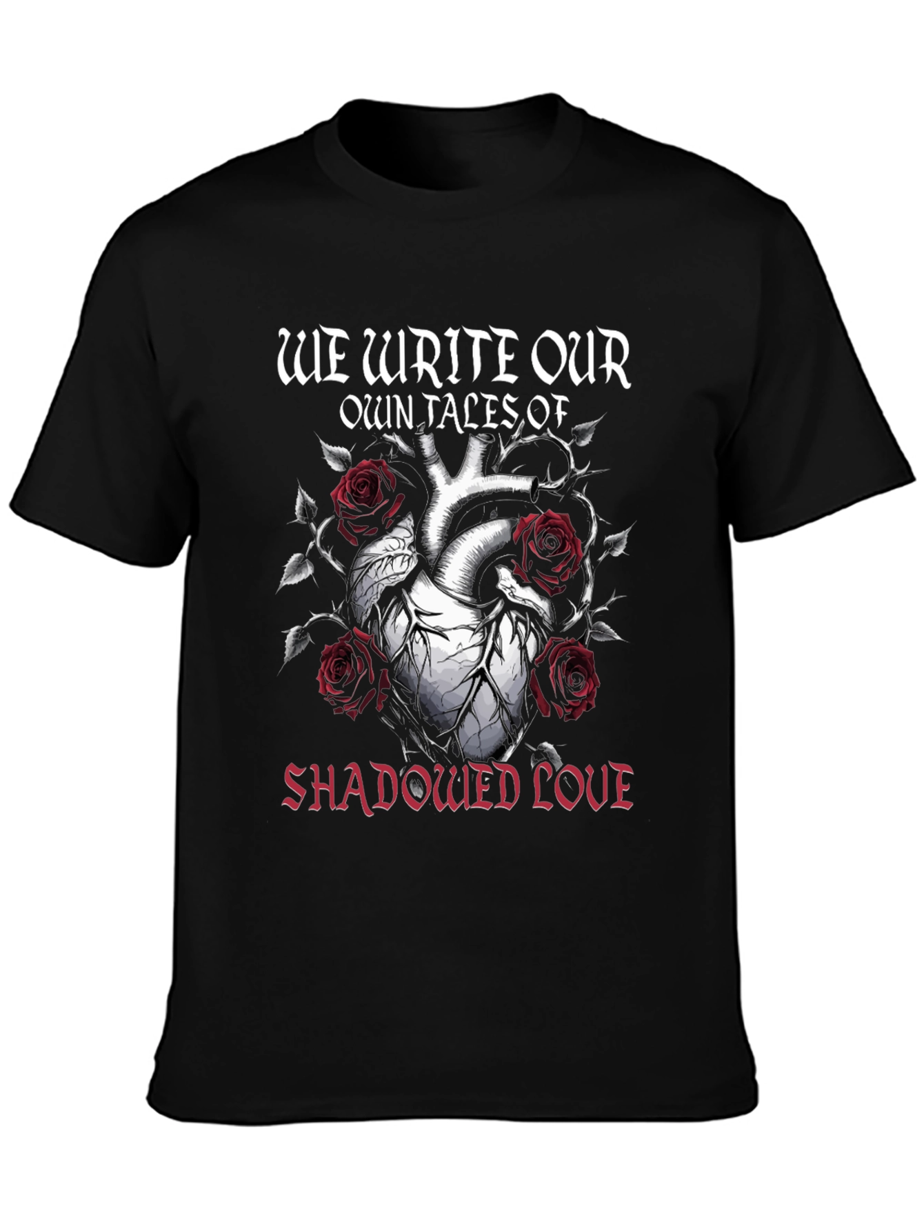 Gothic Shadowed Love Heart Rose T-Shirt