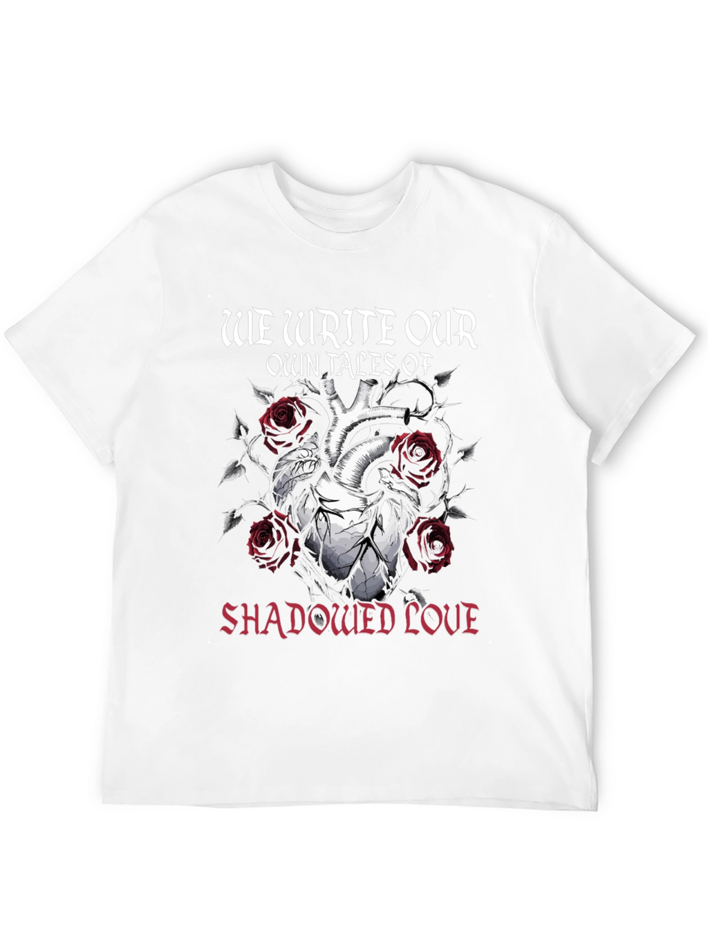 Gothic Shadowed Love Heart Rose T-Shirt