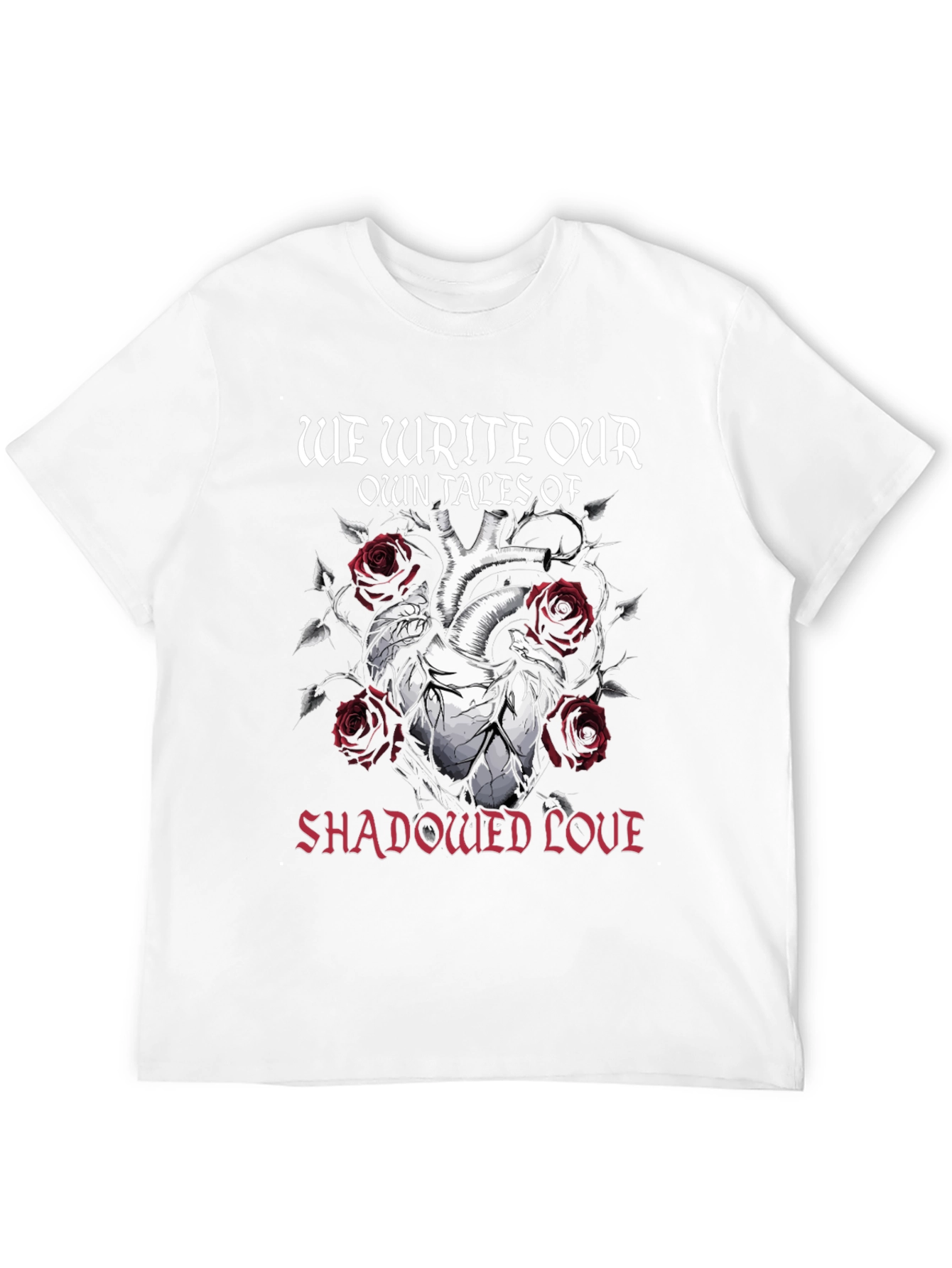 Gothic Shadowed Love Heart Rose T-Shirt