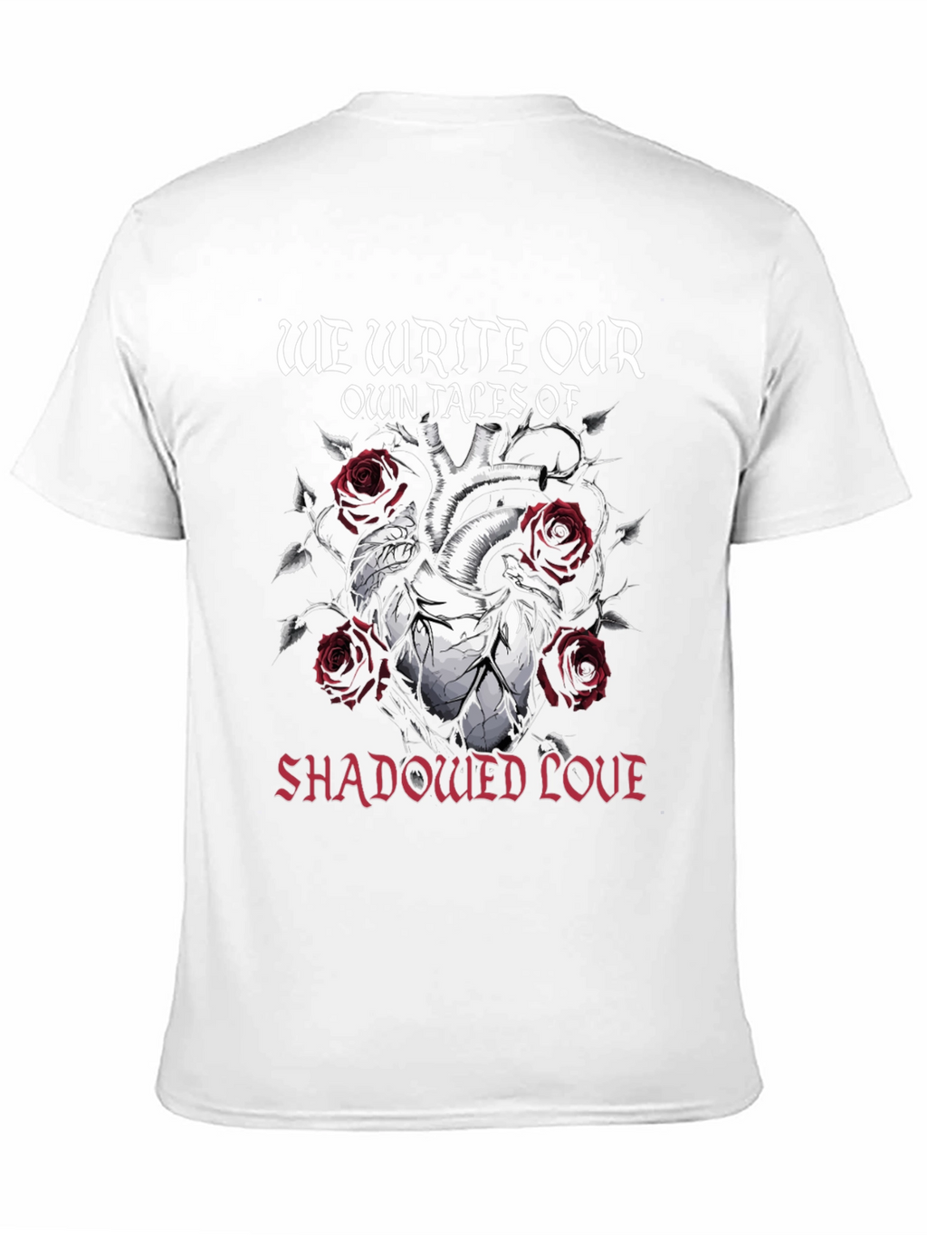 Gothic Shadowed Love Heart Rose T-Shirt