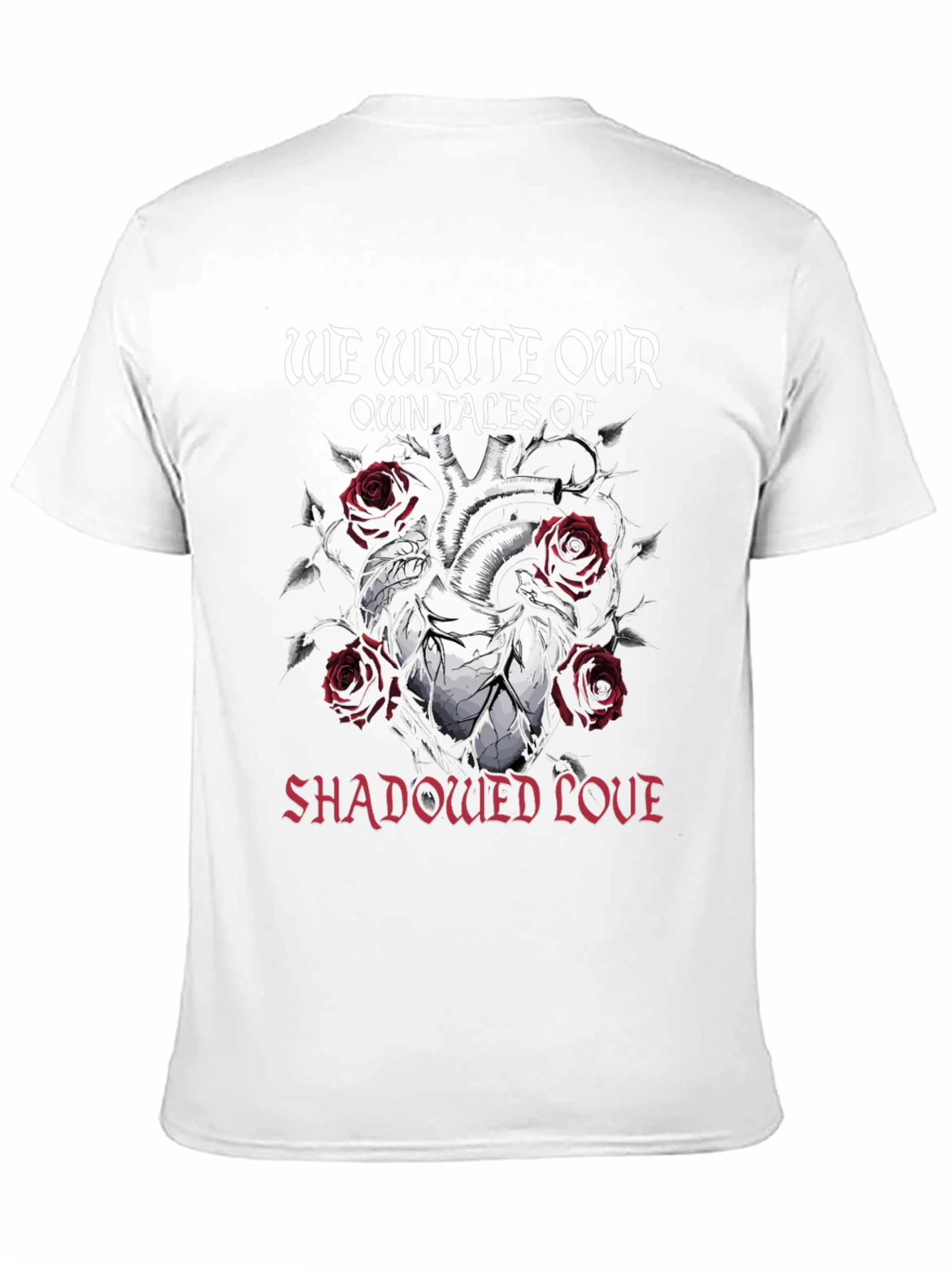 Gothic Shadowed Love Heart Rose T-Shirt
