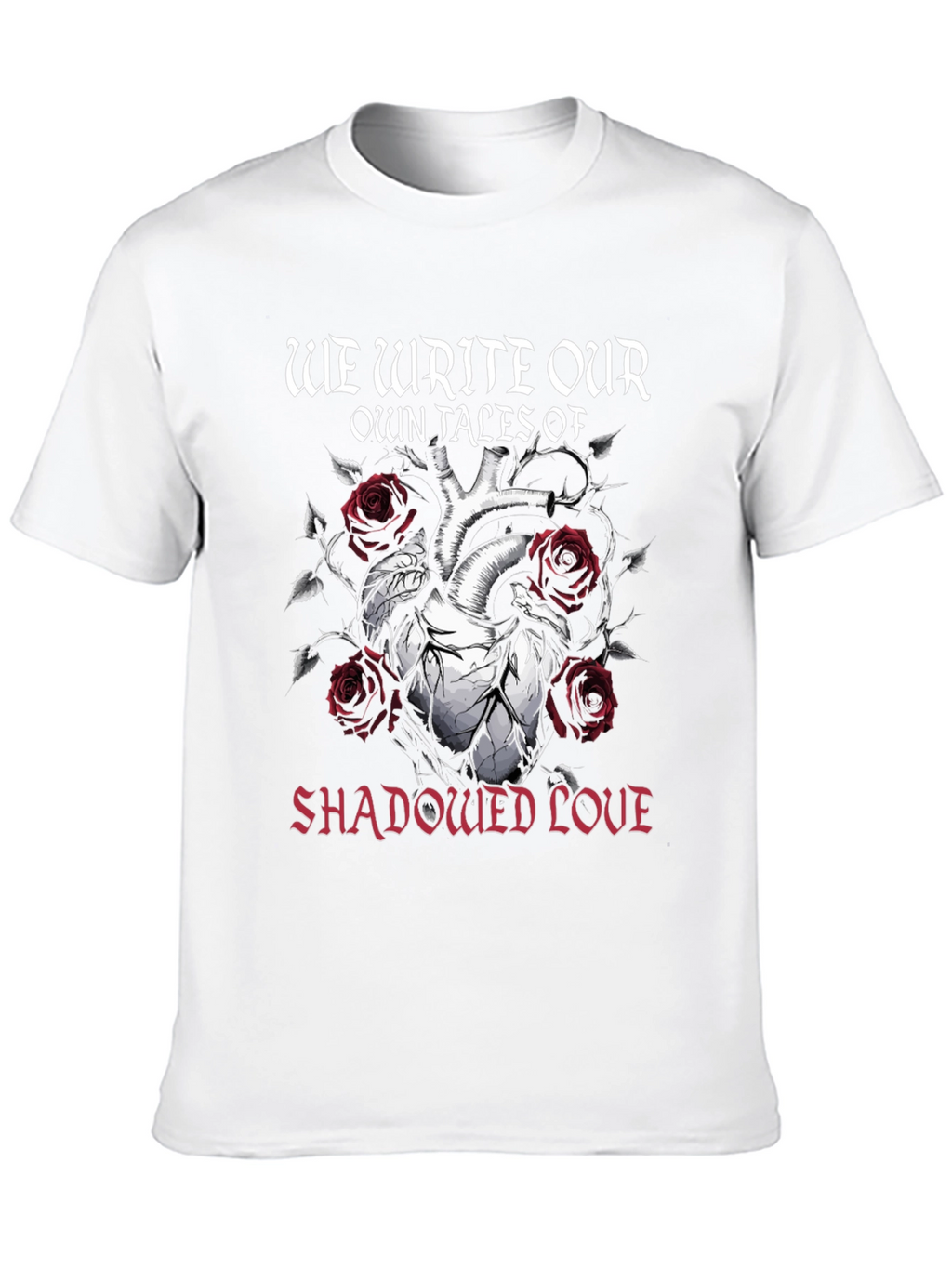 Gothic Shadowed Love Heart Rose T-Shirt