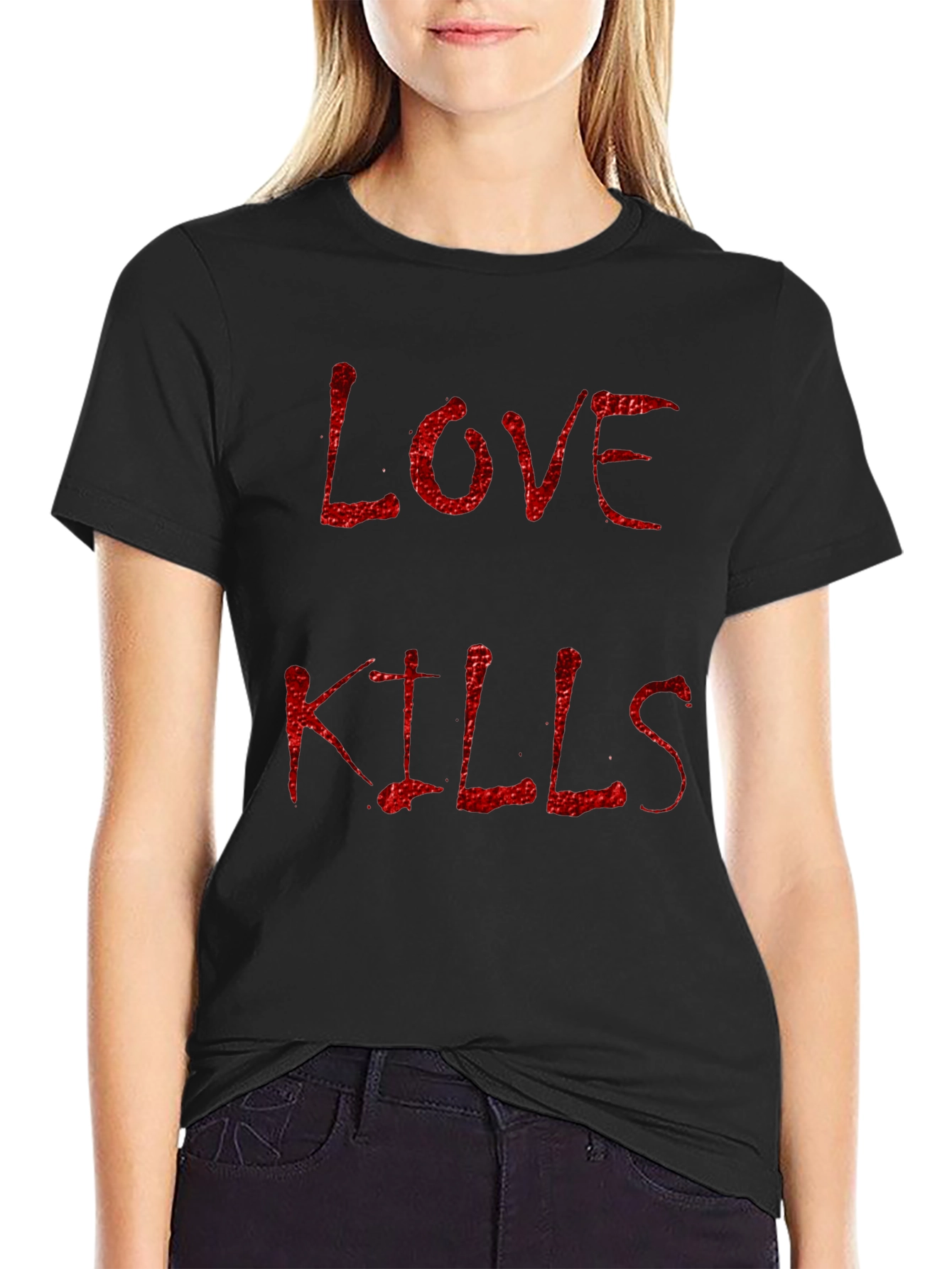 Love Kills Graphic T-Shirt - Bold Red Print on Black Tee