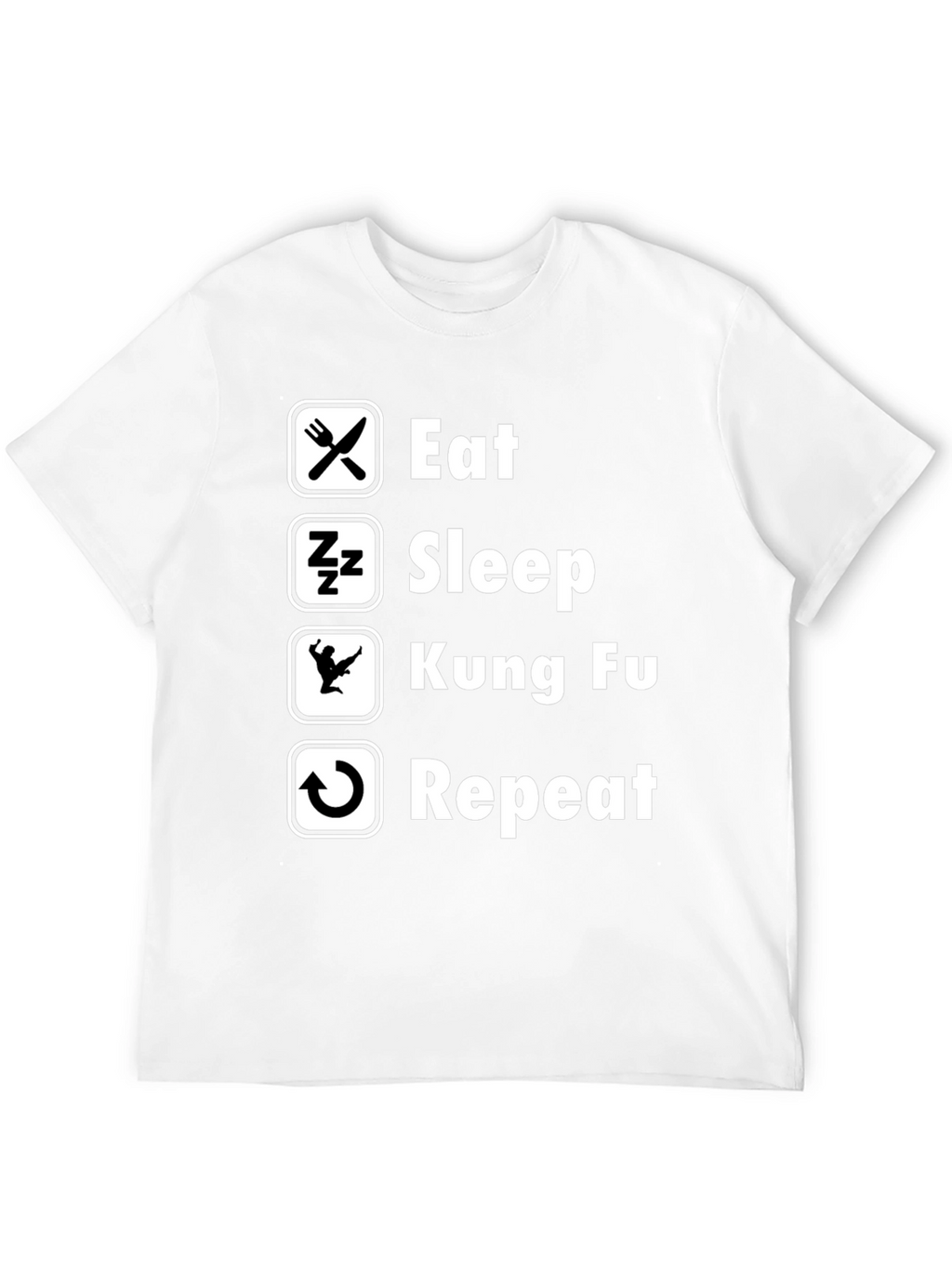 Eat Sleep Kung Fu Repeat Black Graphic Tee