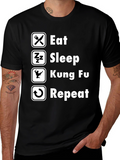 Eat Sleep Kung Fu Repeat Black Graphic Tee