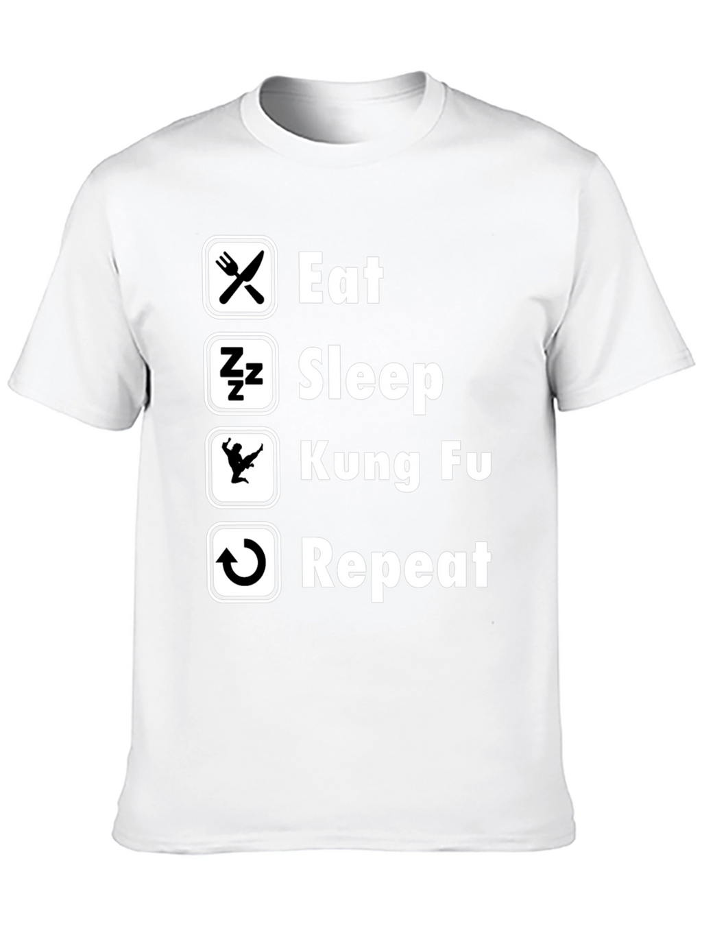 Eat Sleep Kung Fu Repeat Black Graphic Tee