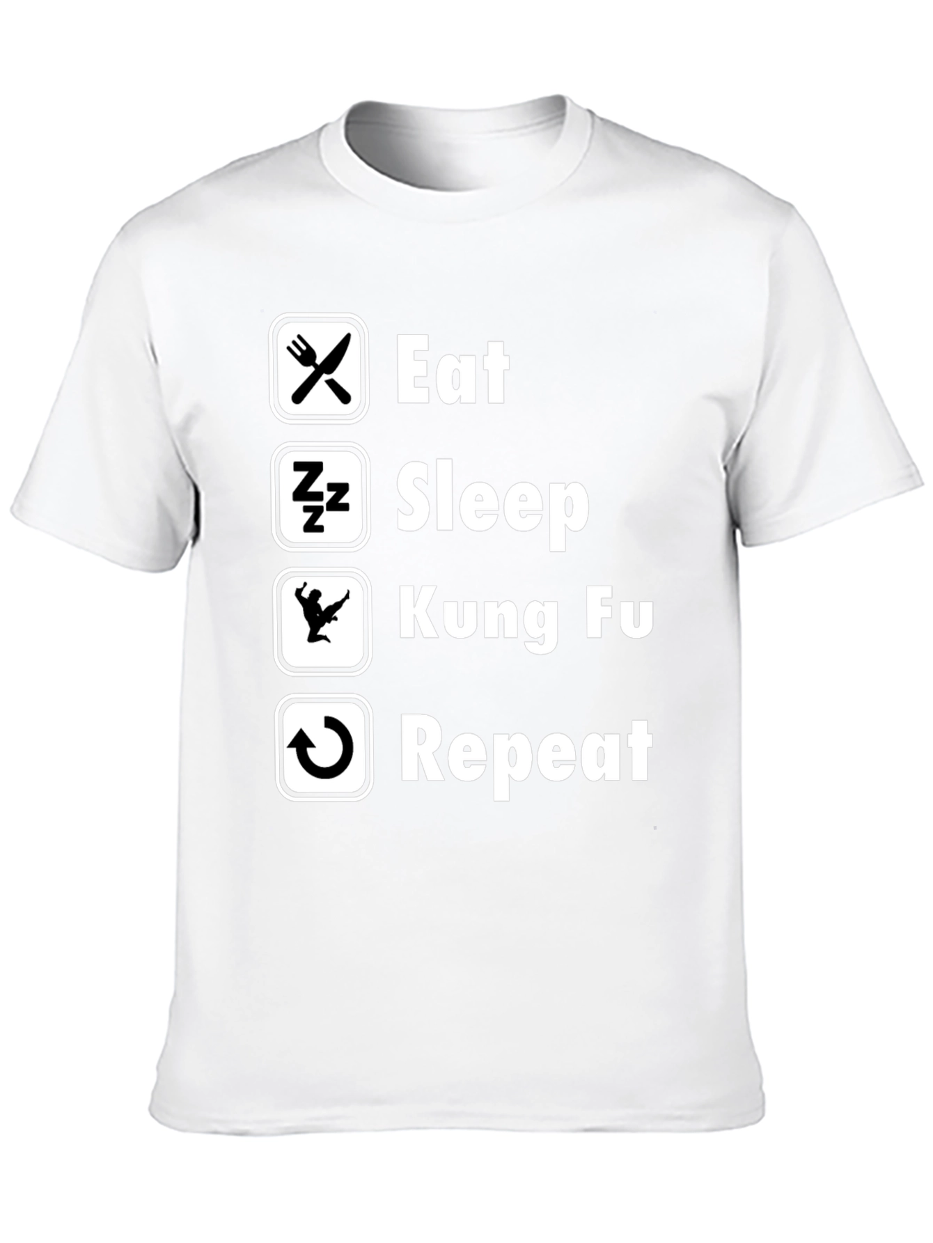Eat Sleep Kung Fu Repeat Black Graphic Tee