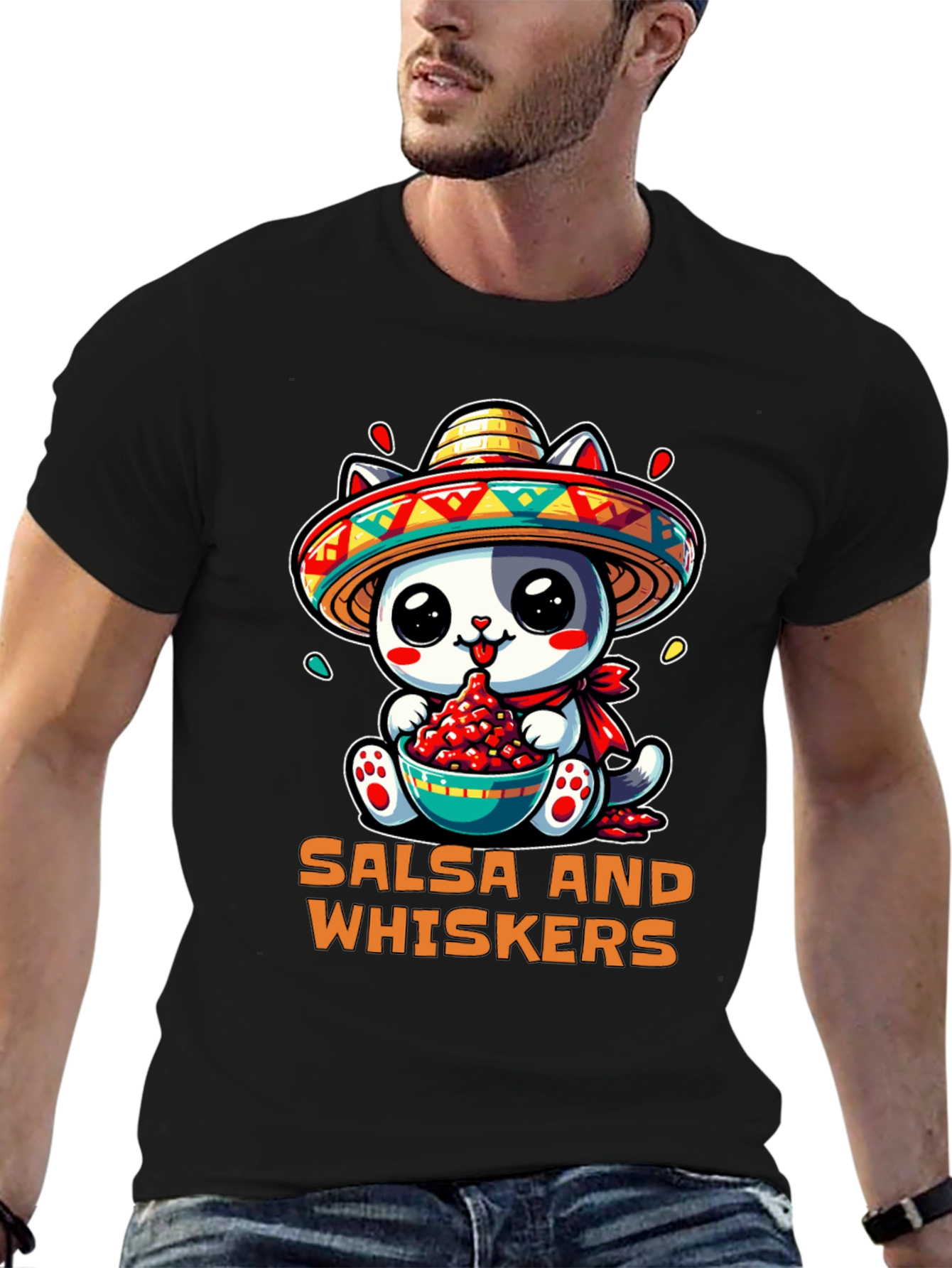 Salsa and Whiskers Cute Cat T-Shirt