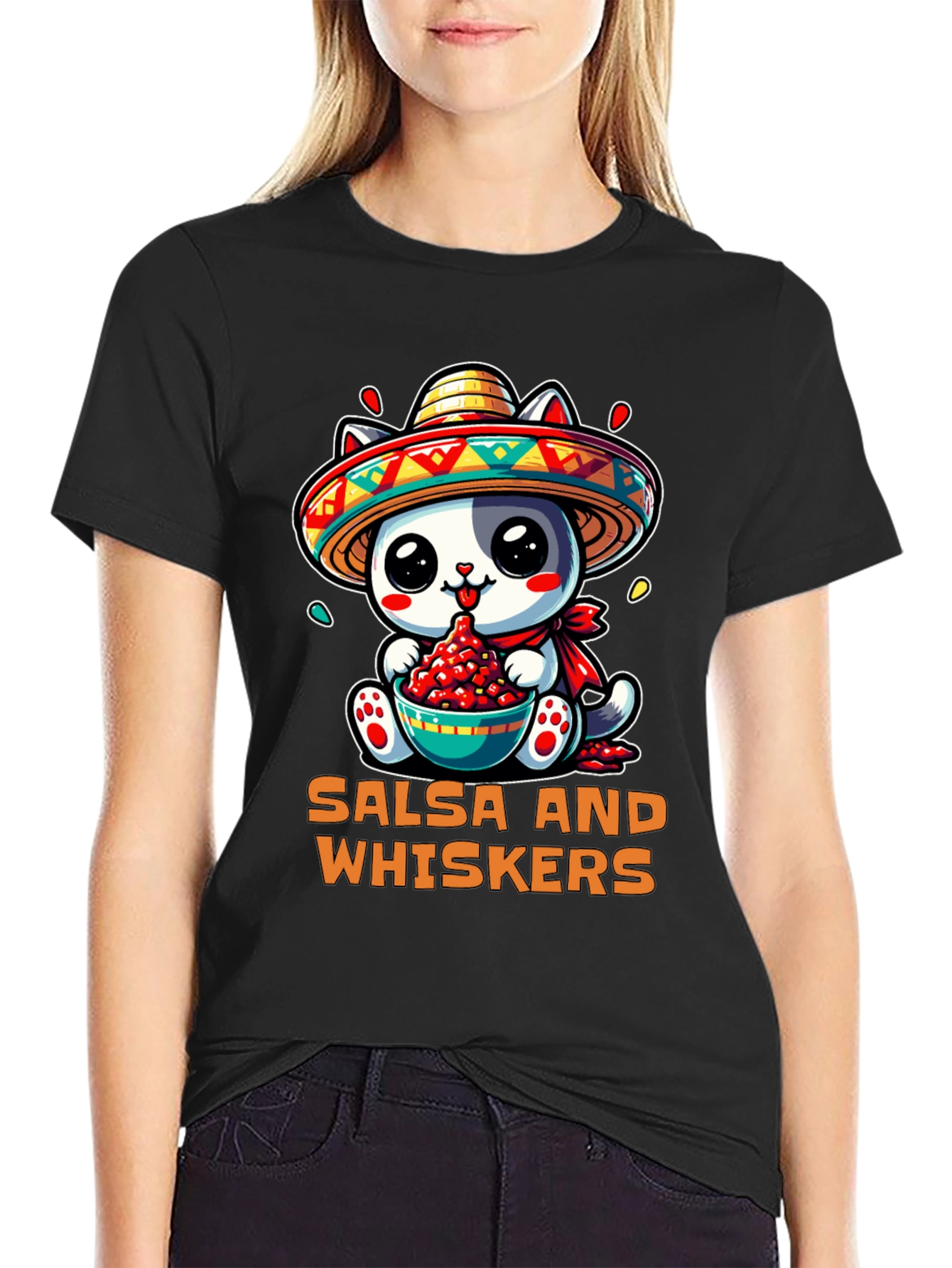 Salsa and Whiskers Cute Cat T-Shirt