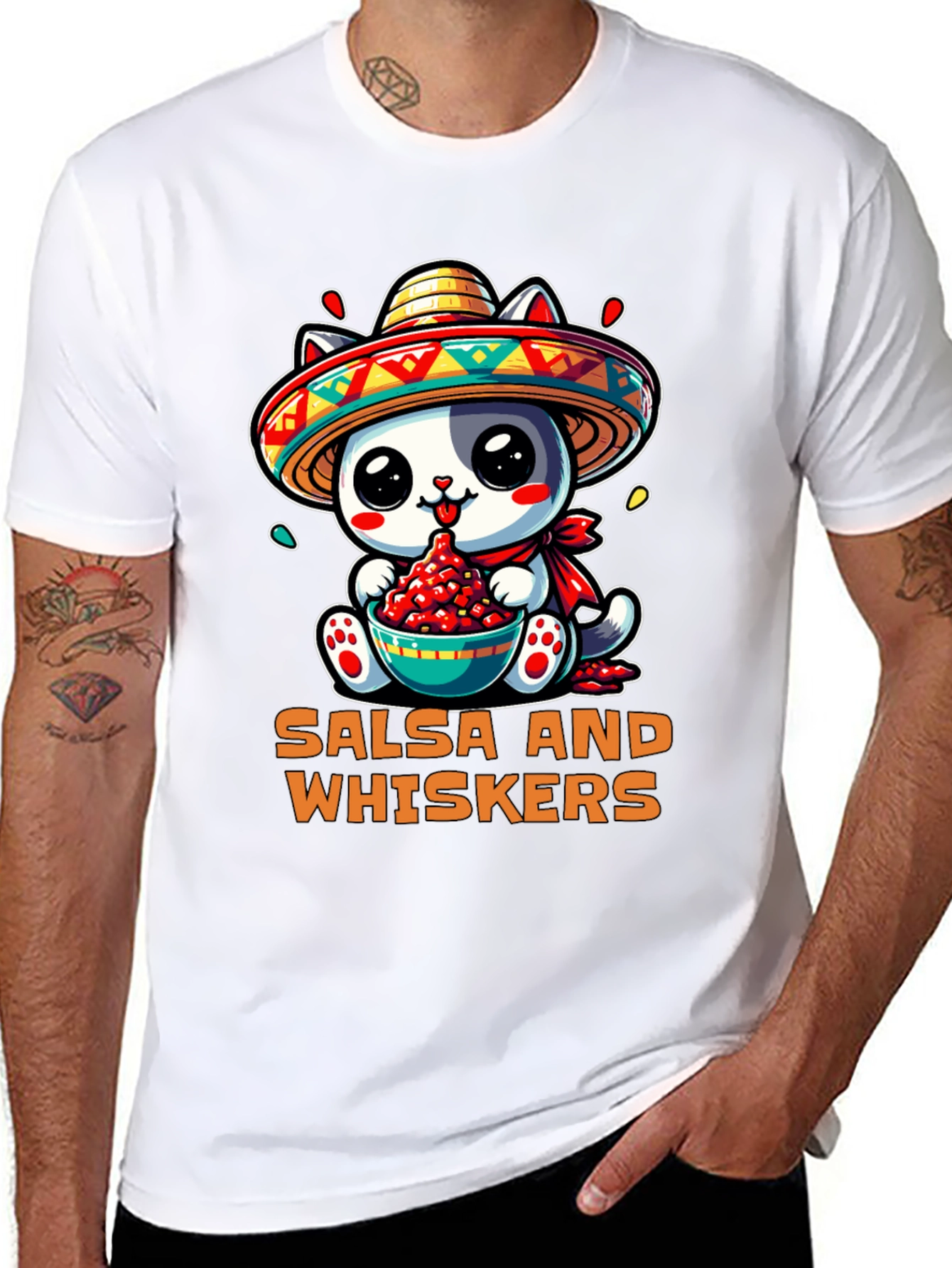 Salsa and Whiskers Cute Cat T-Shirt