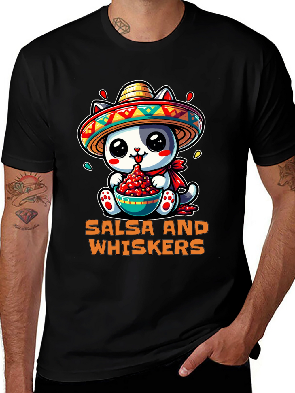 Salsa and Whiskers Cute Cat T-Shirt