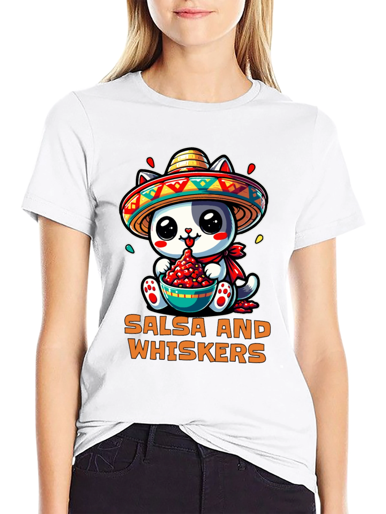 Salsa and Whiskers Cute Cat T-Shirt