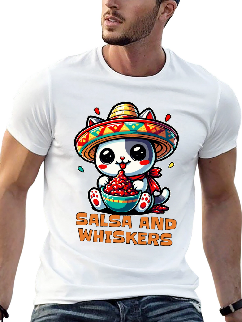 Salsa and Whiskers Cute Cat T-Shirt