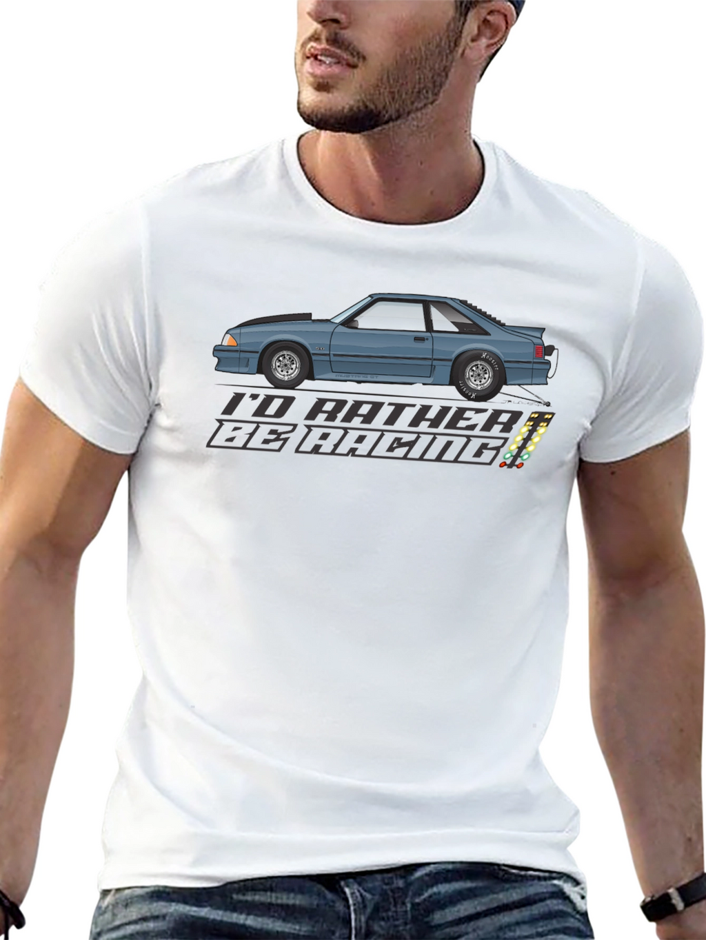 Id Rather Be Racing Car Graphic T-Shirt