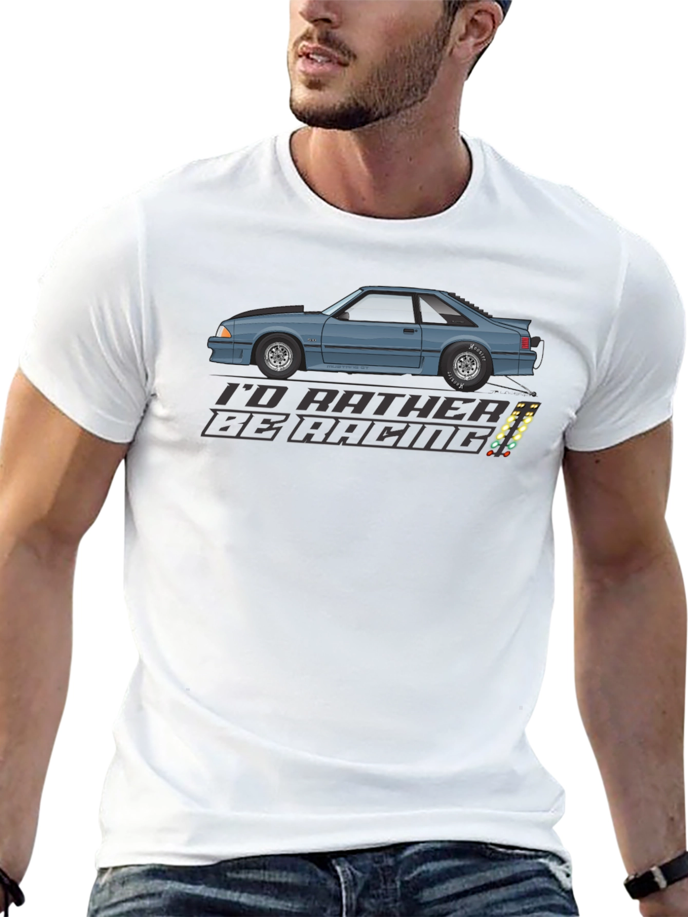 Id Rather Be Racing Car Graphic T-Shirt