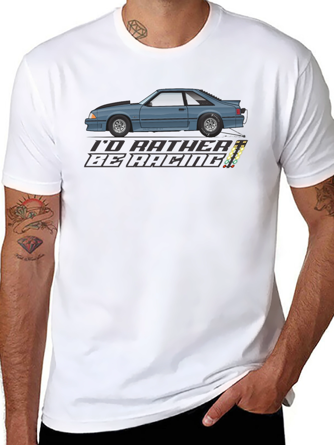 Id Rather Be Racing Car Graphic T-Shirt