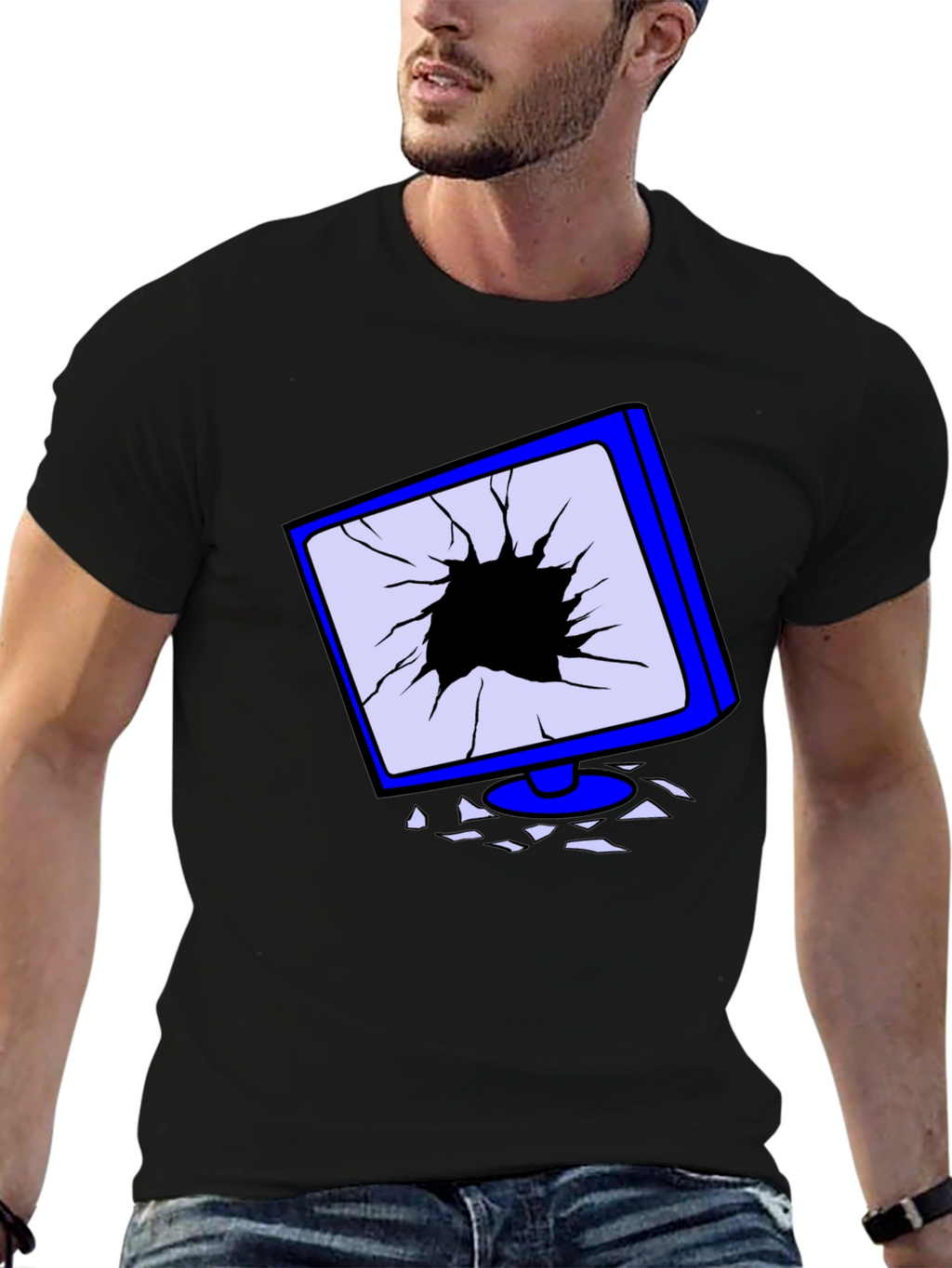 Broken Screen Graphic Tee - Tech Humor T-Shirt