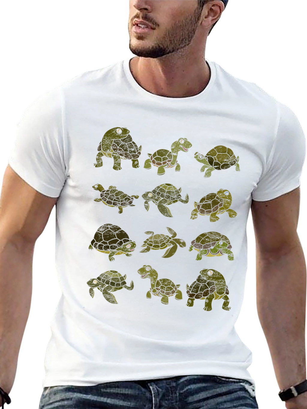 Turtle Print Crew Neck T-Shirt