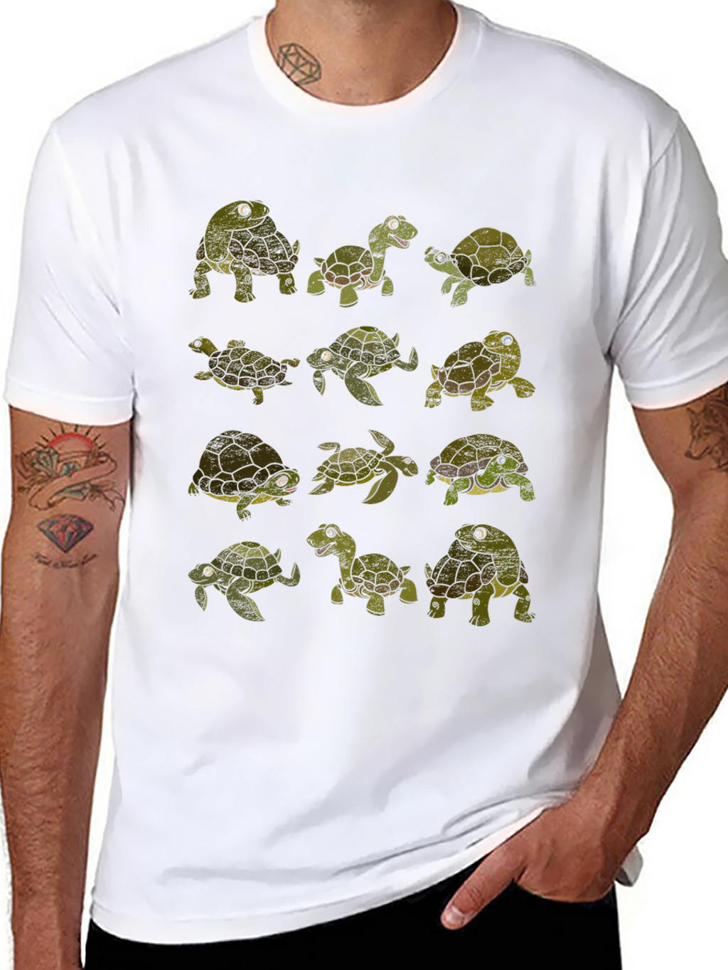 Turtle Print Crew Neck T-Shirt