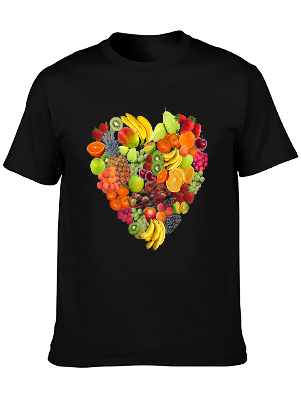 Fruit Heart Graphic Black T-Shirt