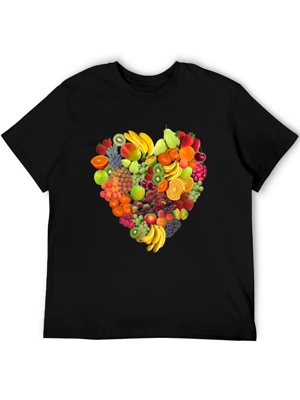 Fruit Heart Graphic Black T-Shirt