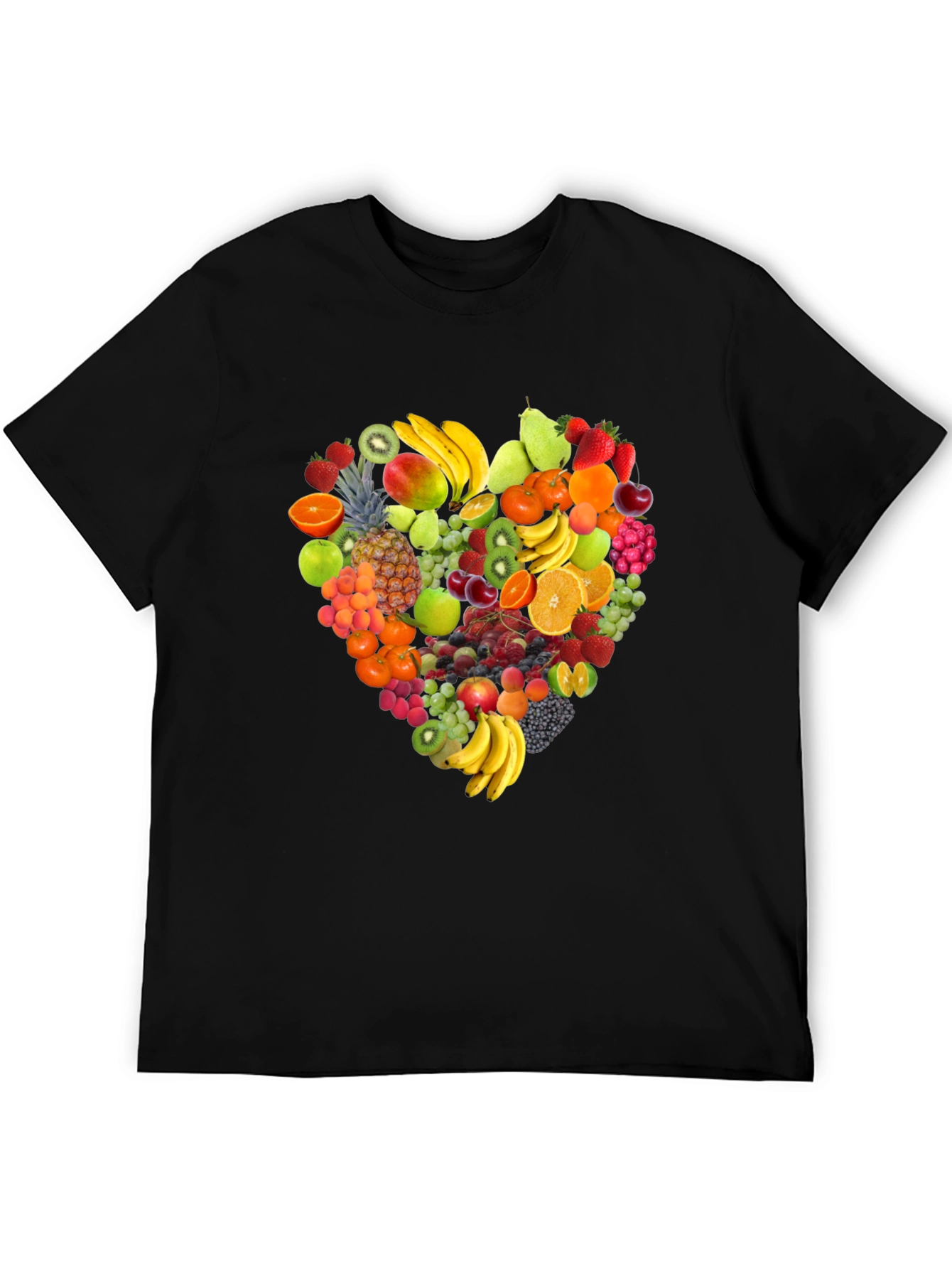 Fruit Heart Graphic Black T-Shirt