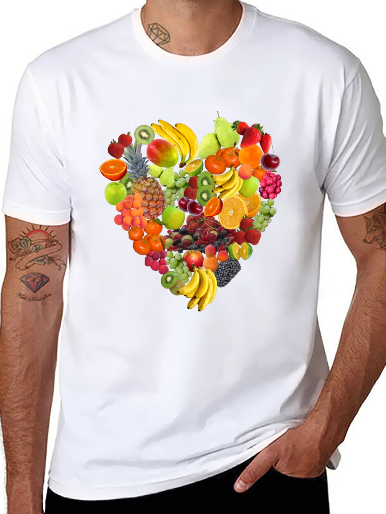 Fruit Heart Graphic Black T-Shirt