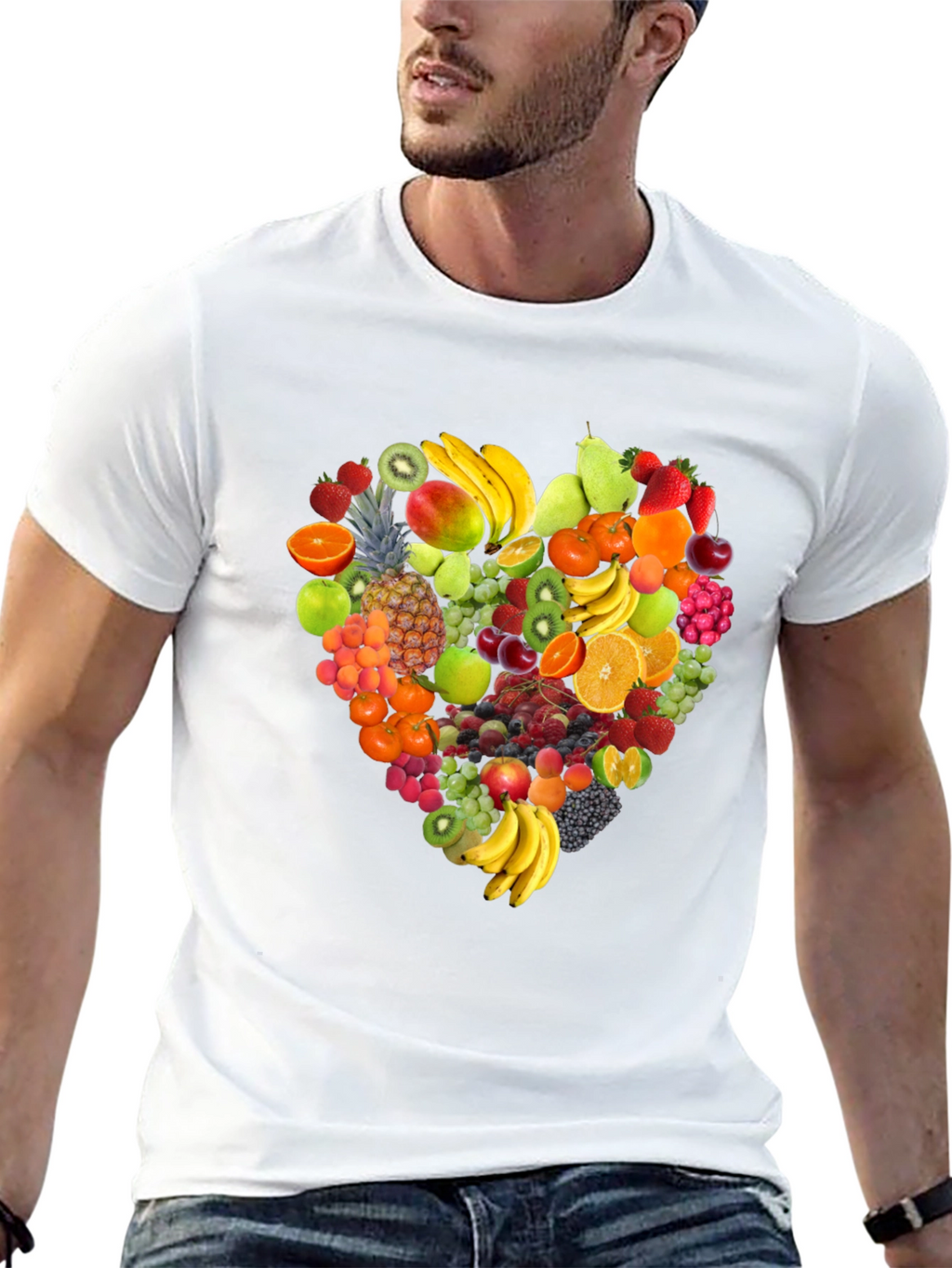 Fruit Heart Graphic Black T-Shirt