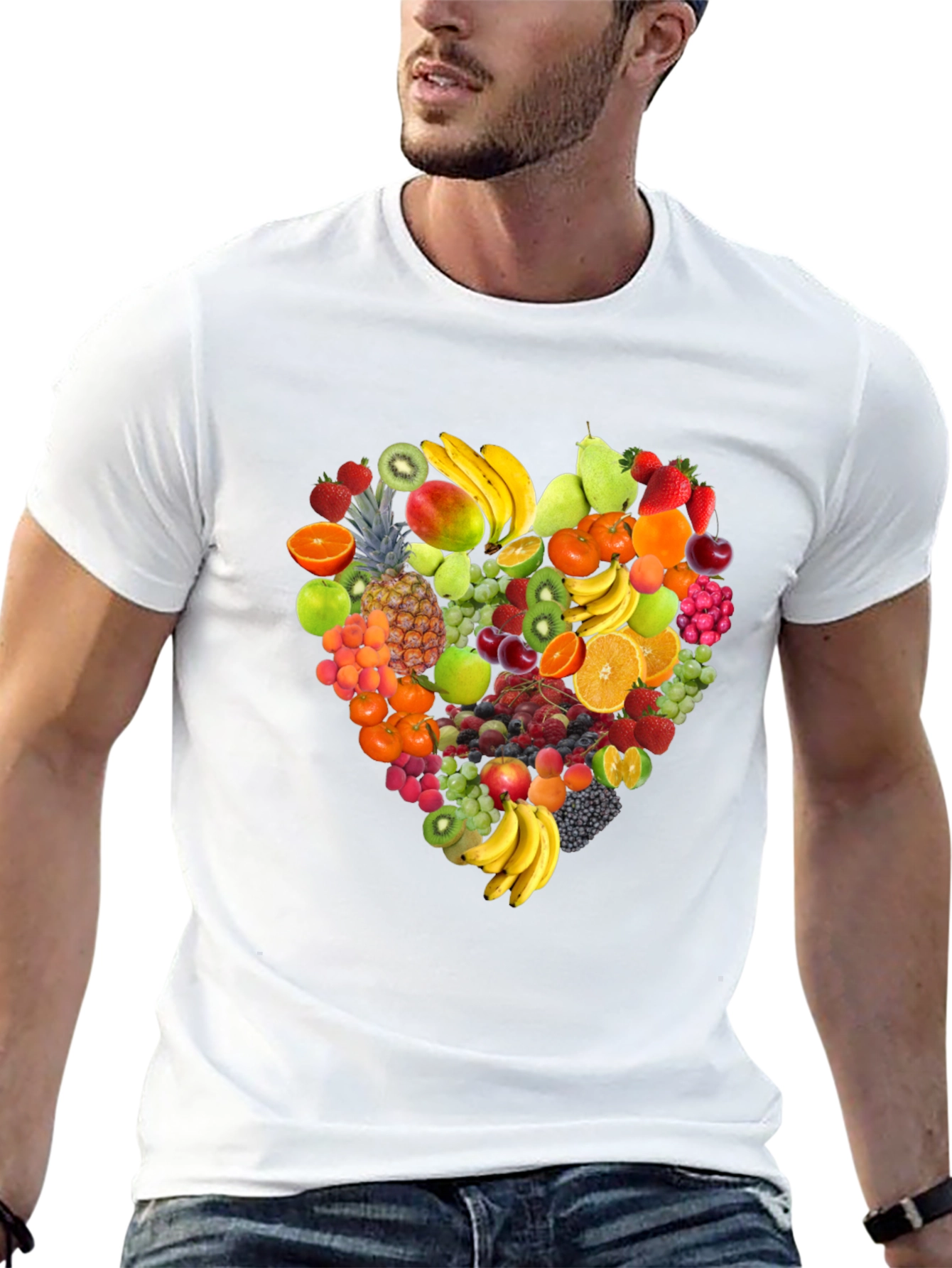 Fruit Heart Graphic Black T-Shirt
