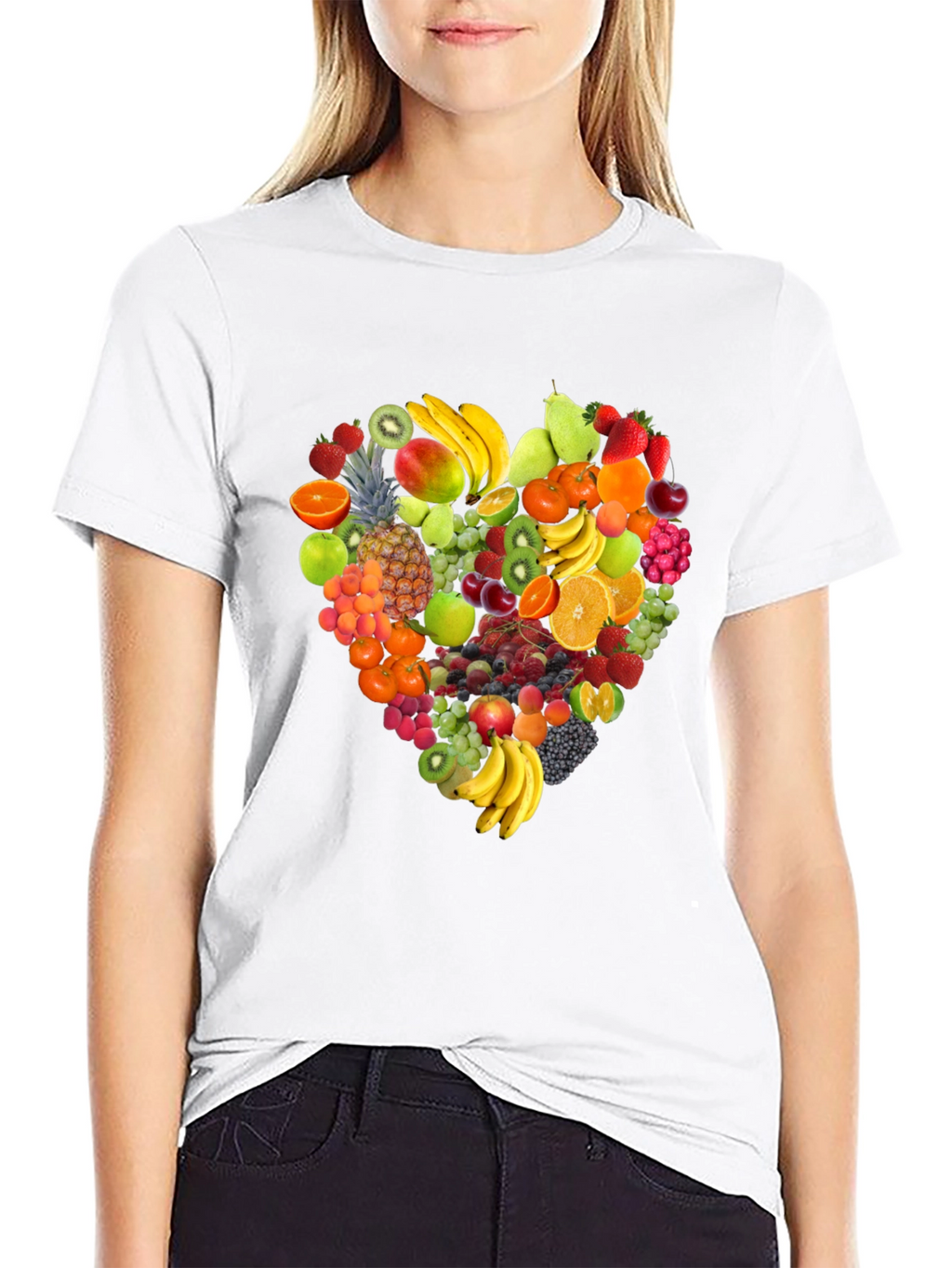 Fruit Heart Graphic Black T-Shirt
