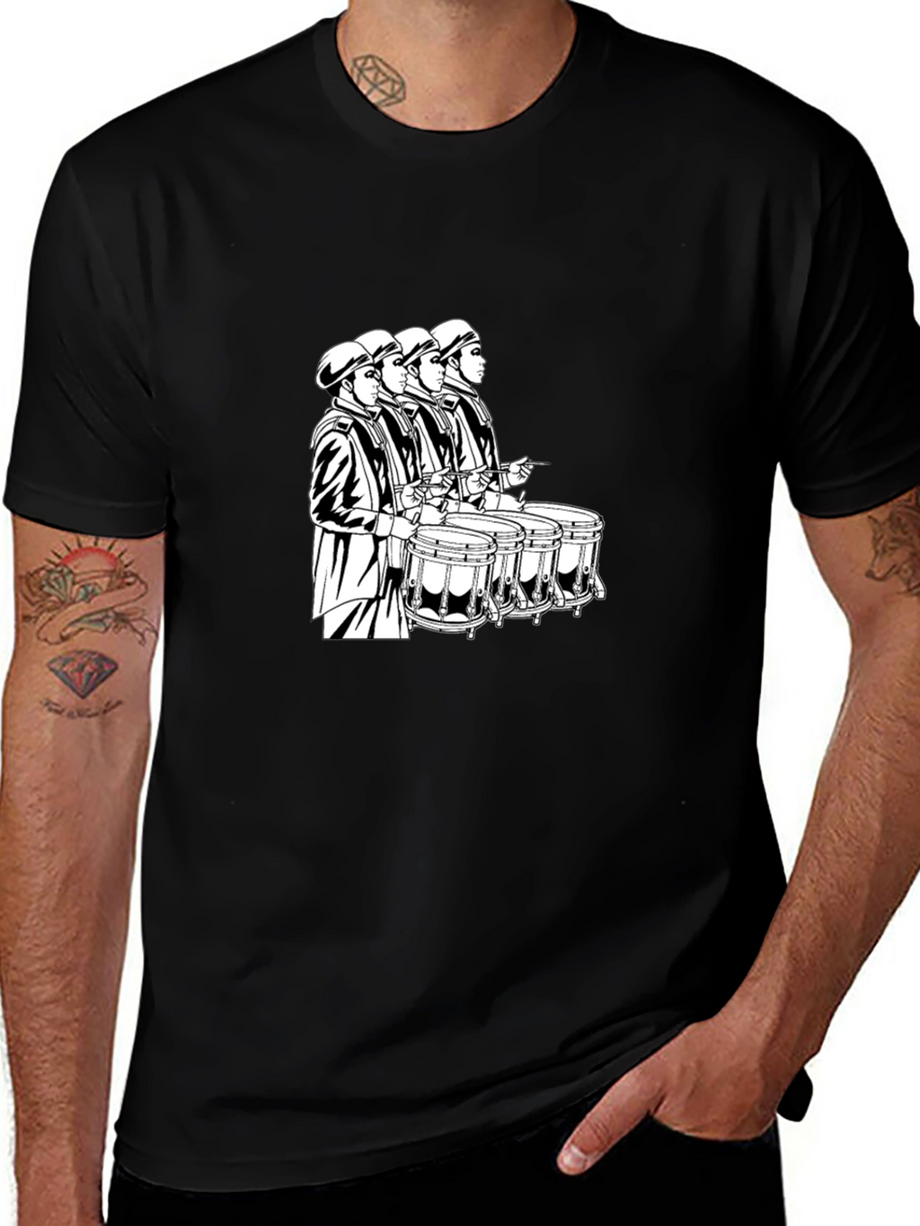 Black Drumline Graphic Tee - Musical Marching Band T-Shirt