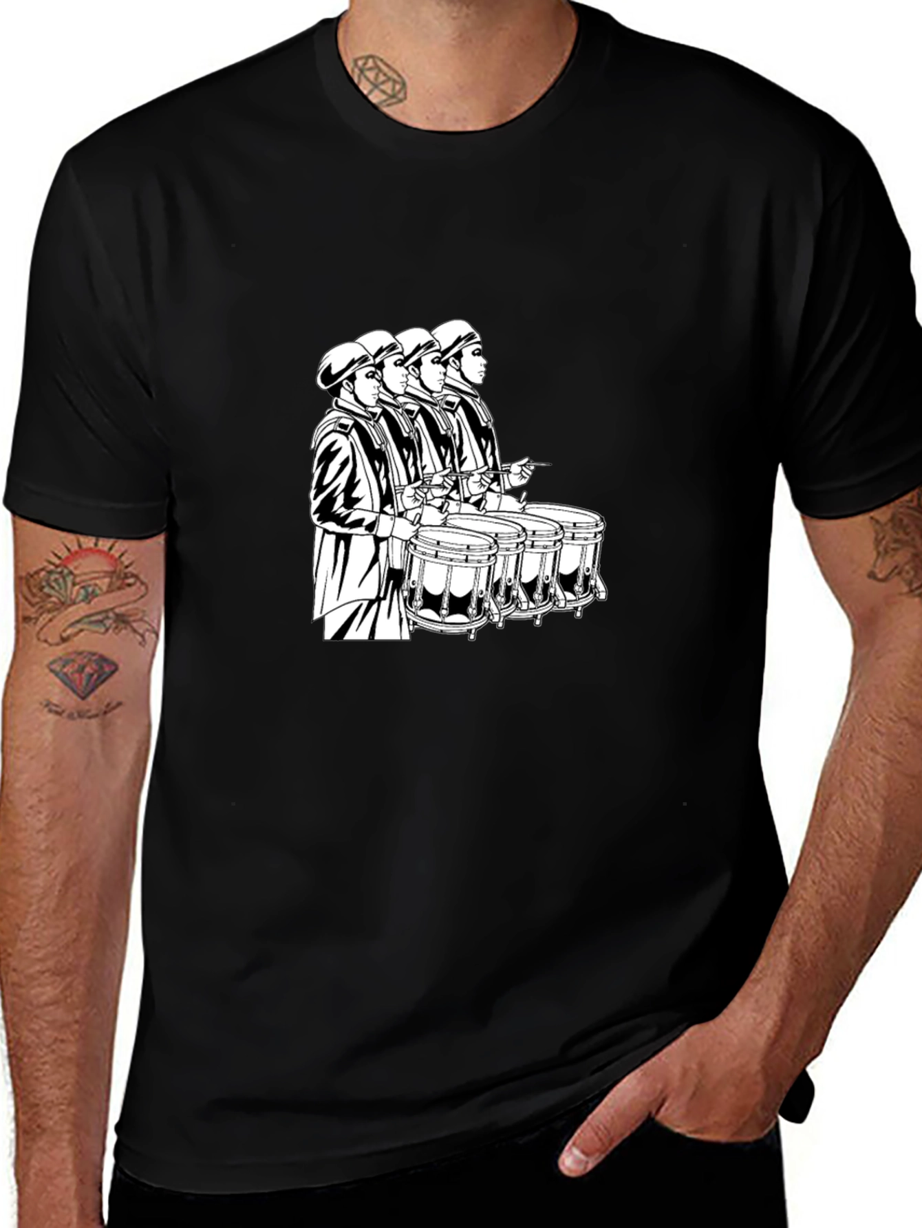 Black Drumline Graphic Tee - Musical Marching Band T-Shirt