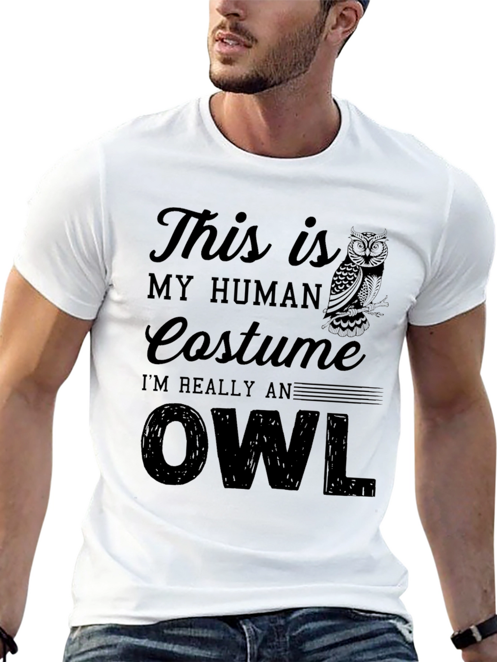 Human Costume Owl Graphic Novelty Tee