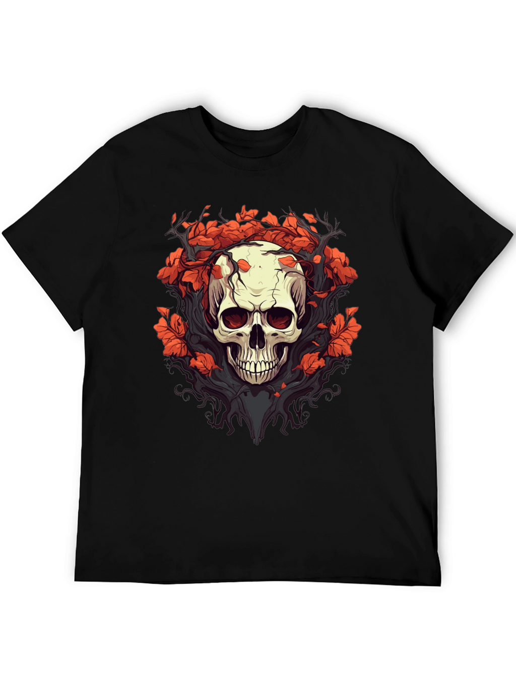 Skull & Floral Graphic Tee - Black T-Shirt