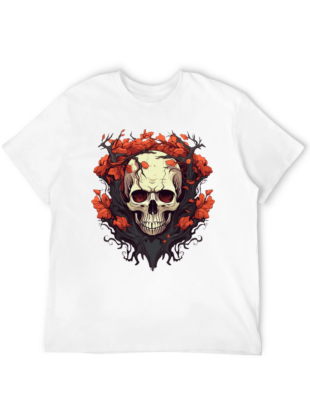 Skull & Floral Graphic Tee - Black T-Shirt