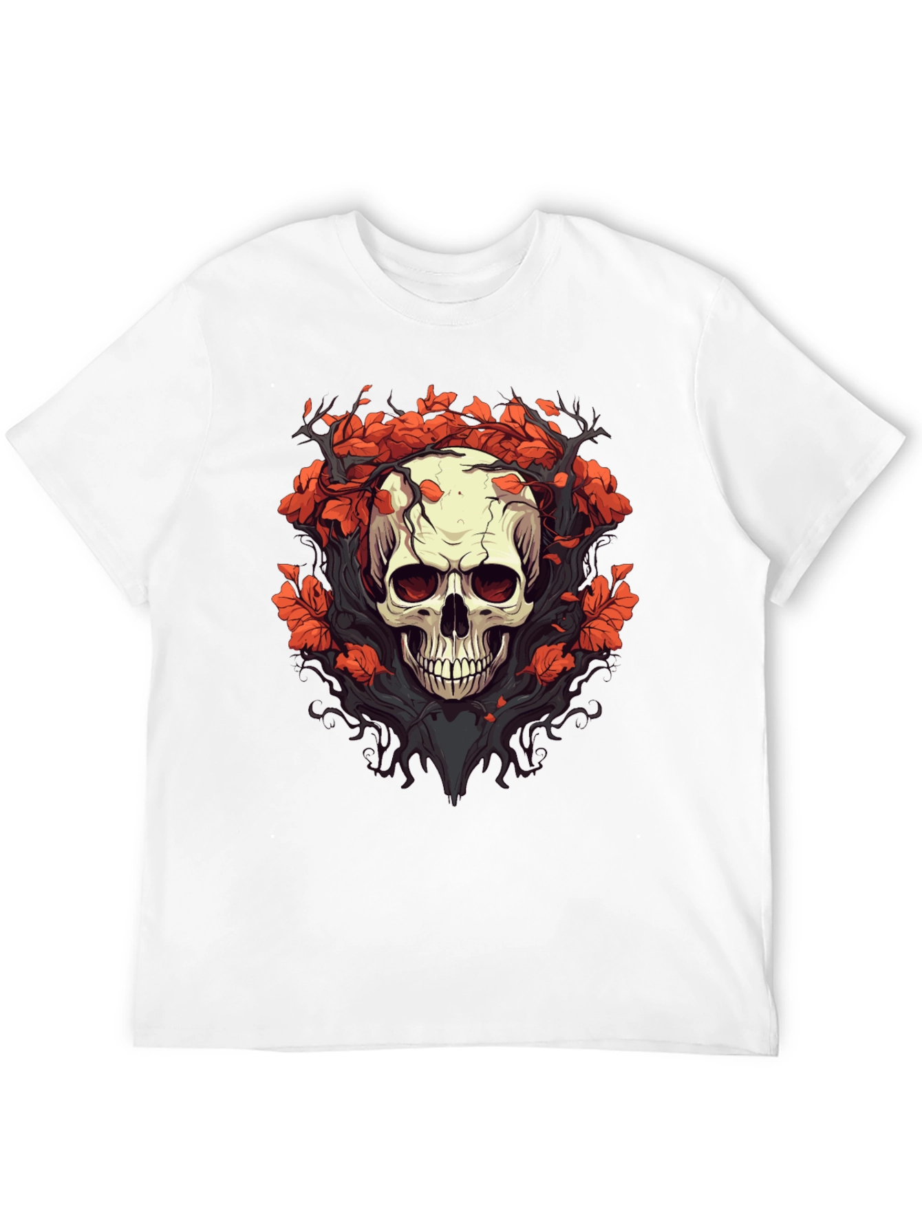 Skull & Floral Graphic Tee - Black T-Shirt