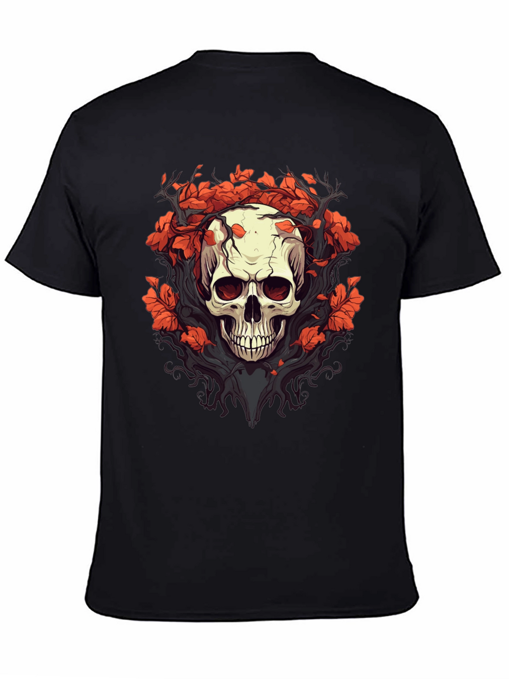 Skull & Floral Graphic Tee - Black T-Shirt