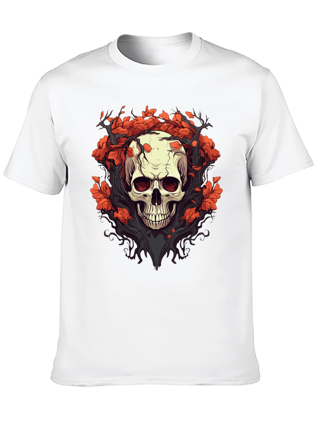 Skull & Floral Graphic Tee - Black T-Shirt