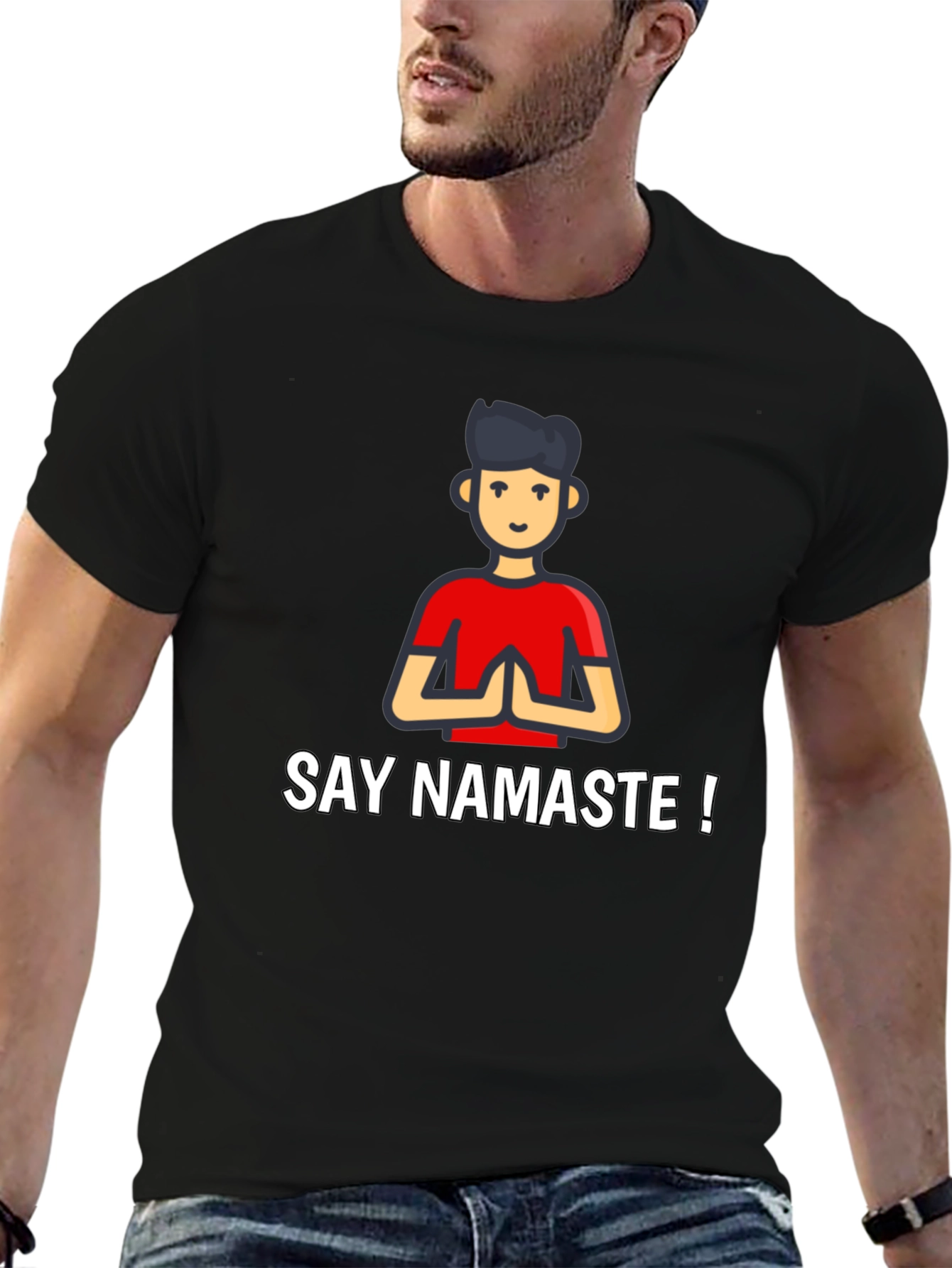 Say Namaste Graphic Black T-Shirt - Yoga & Meditation